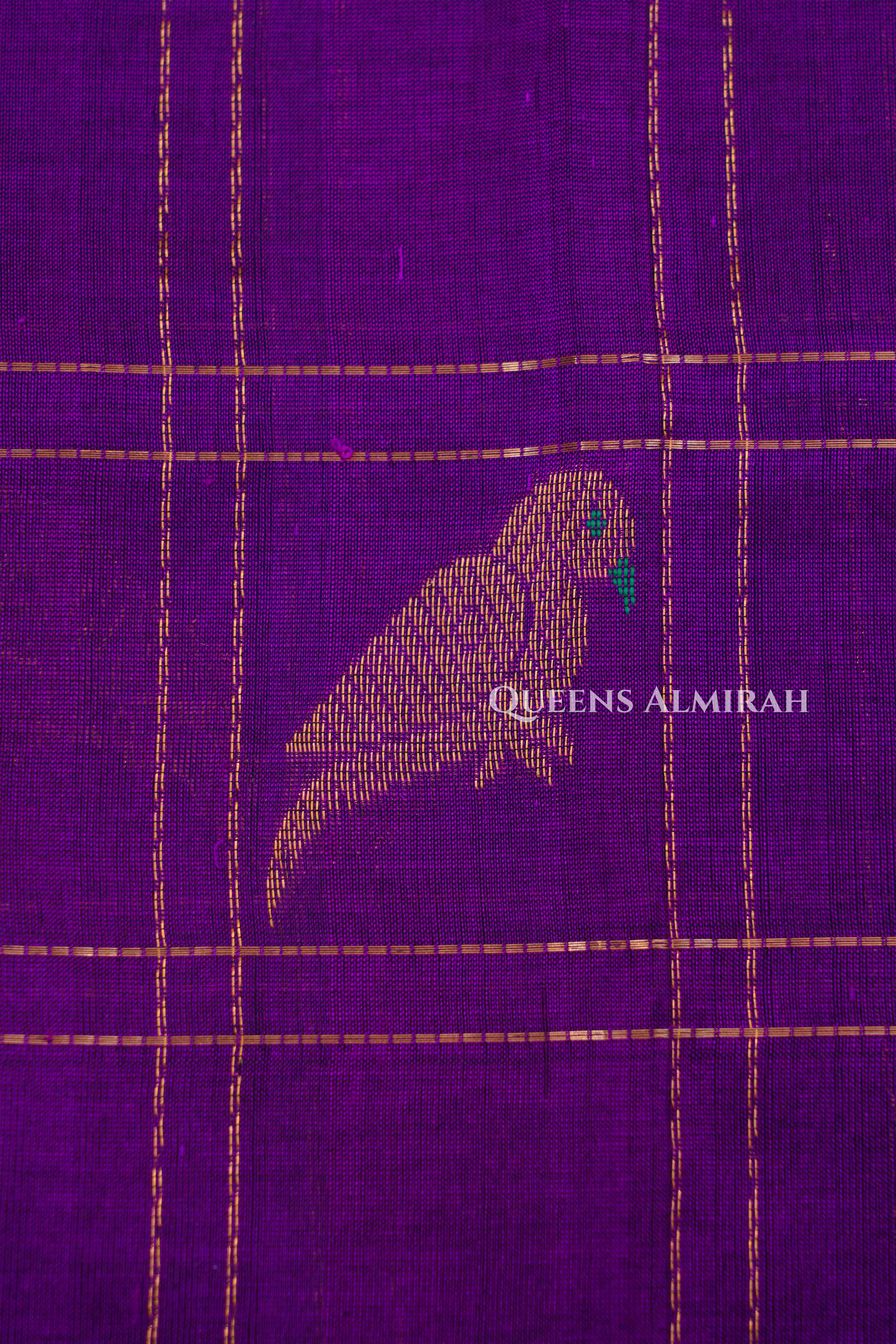 Purple Pure Kanchi Silk Cotton Saree