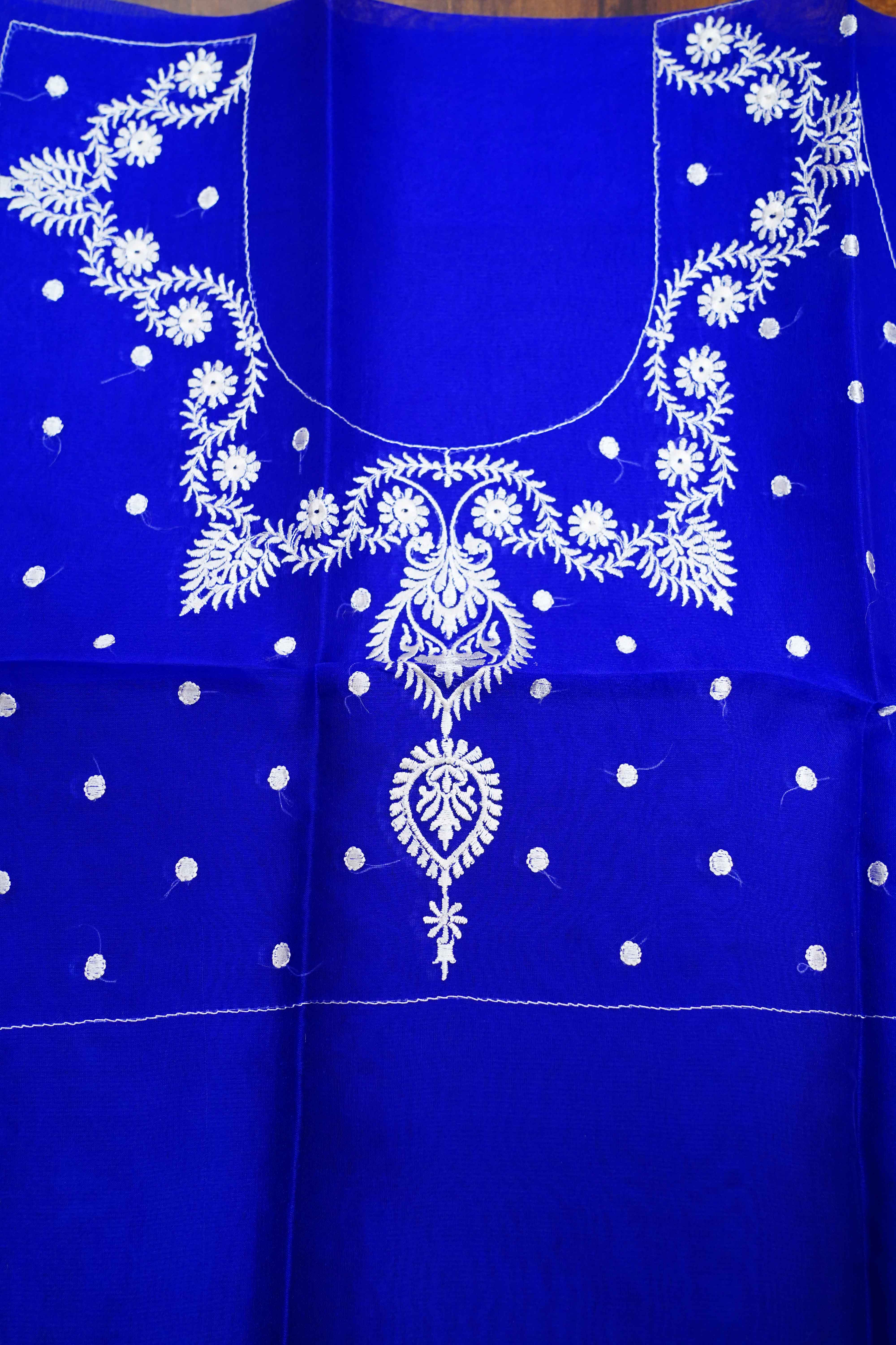 Cobalt Blue Kora Organza saree