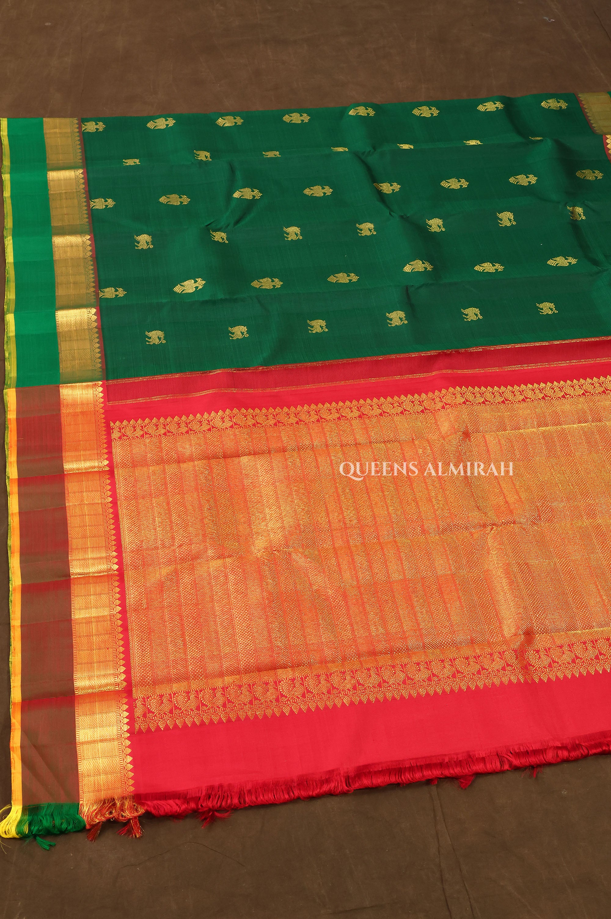 Dark Green Pure Kanchivaram Silk Saree