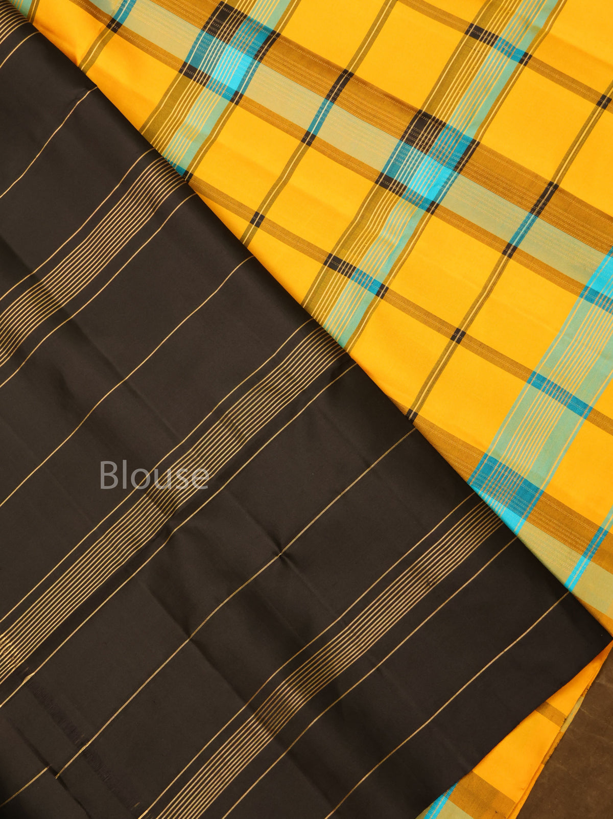 Yellow With Blue Pure Soft Silk Saree