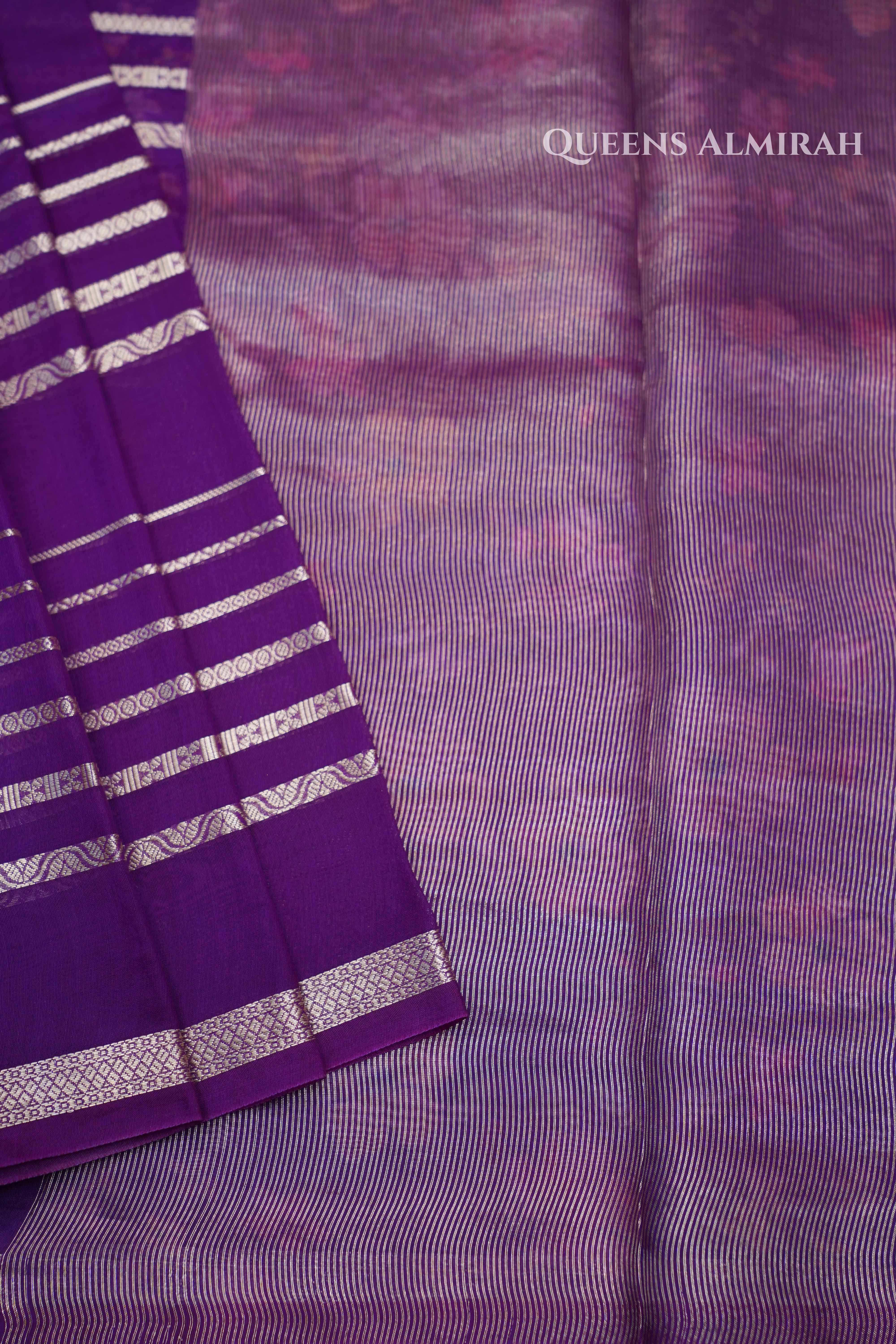 Purple Chanderi Silk Cotton Saree