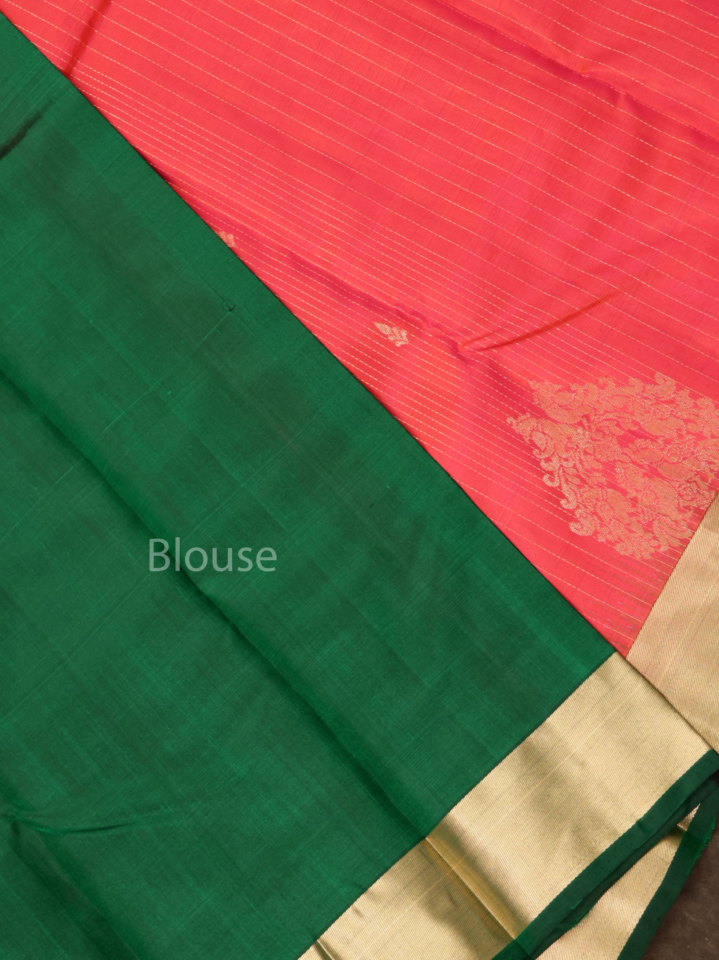 Pink With Green Pure Kanchivaram Silk Saree