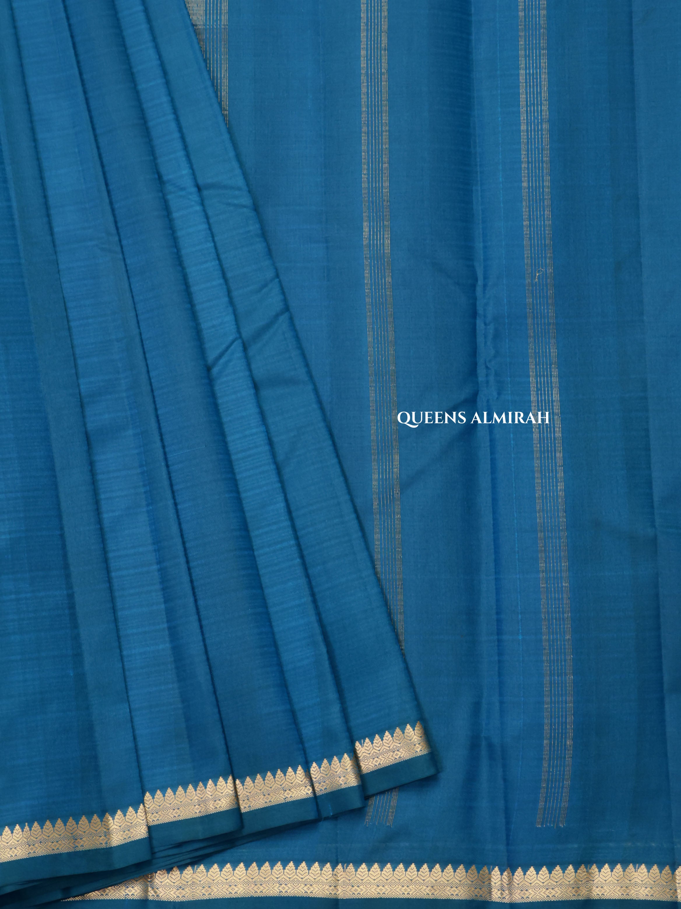 Sea Blue Pure Kanchivaram Silk Saree