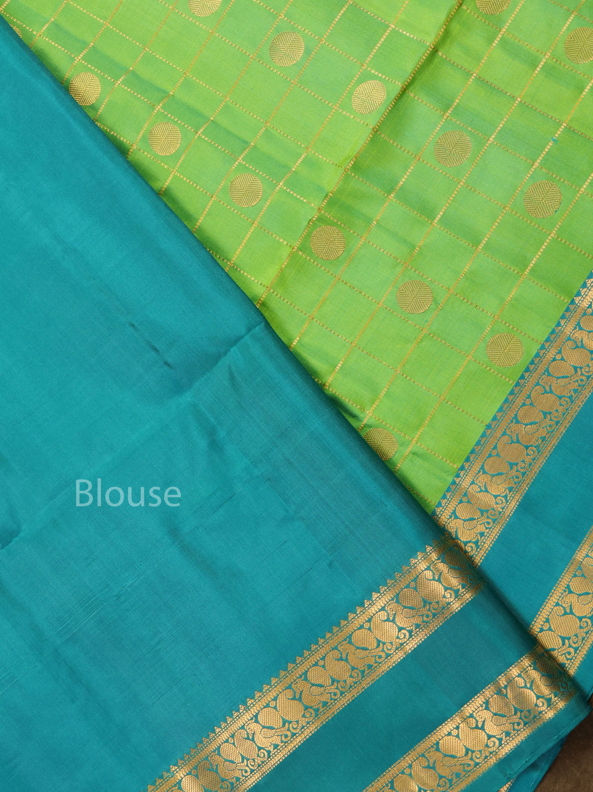 Green With Blue Pure Soft Silk Saree