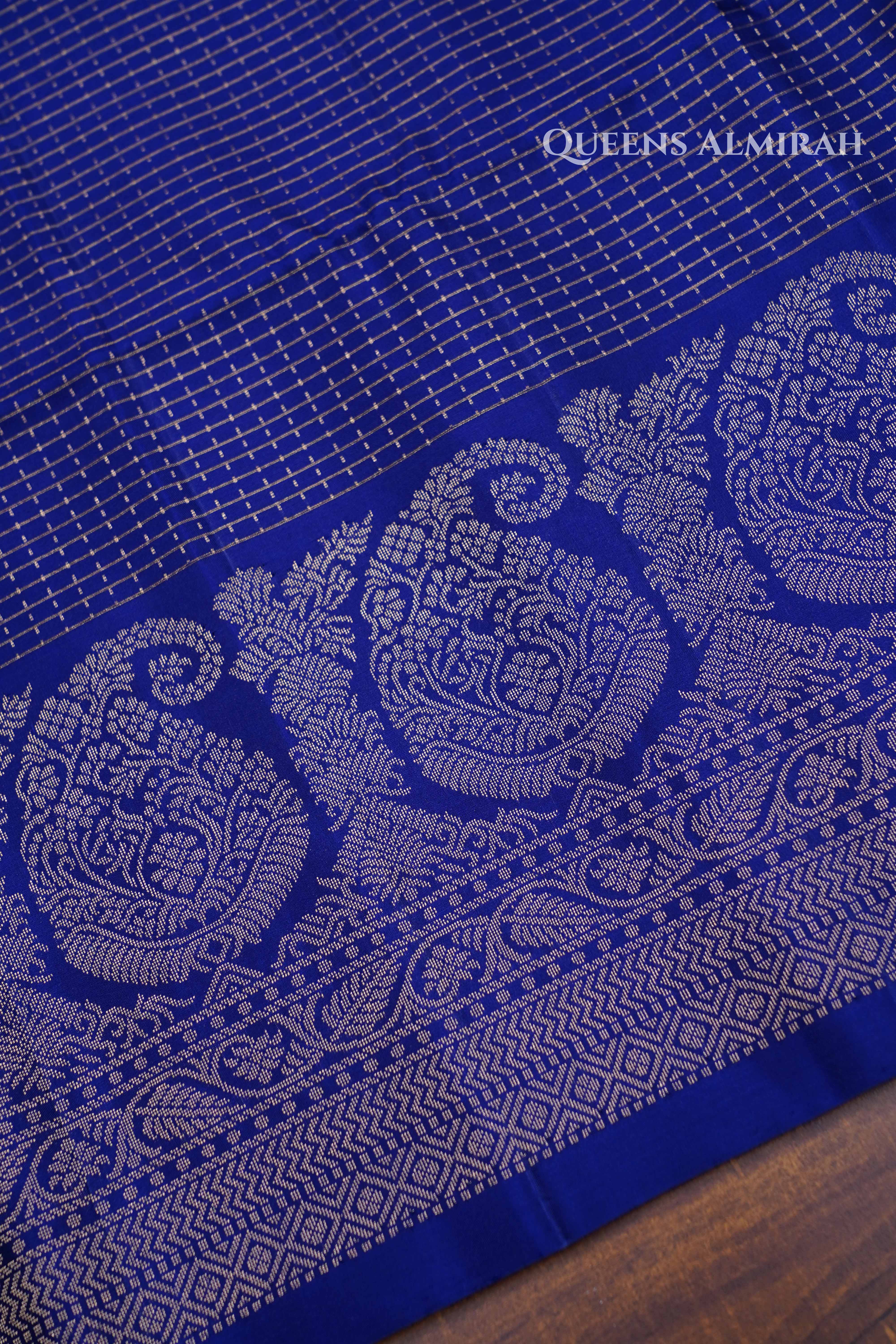 Royal Blue With Sea Green Pure Soft Silk Saree