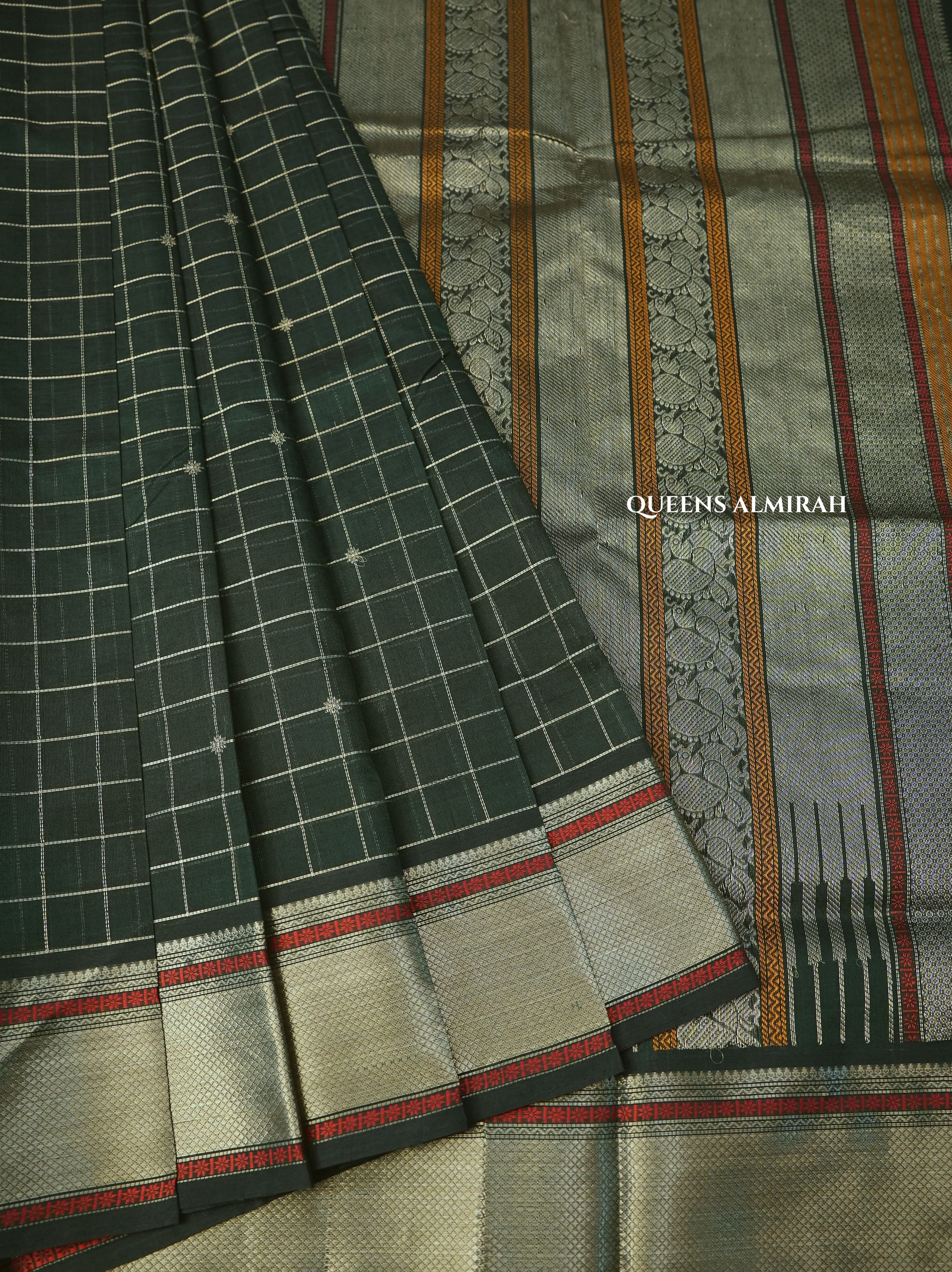 Meenakshi Green Chettinad Silk Cotton Saree