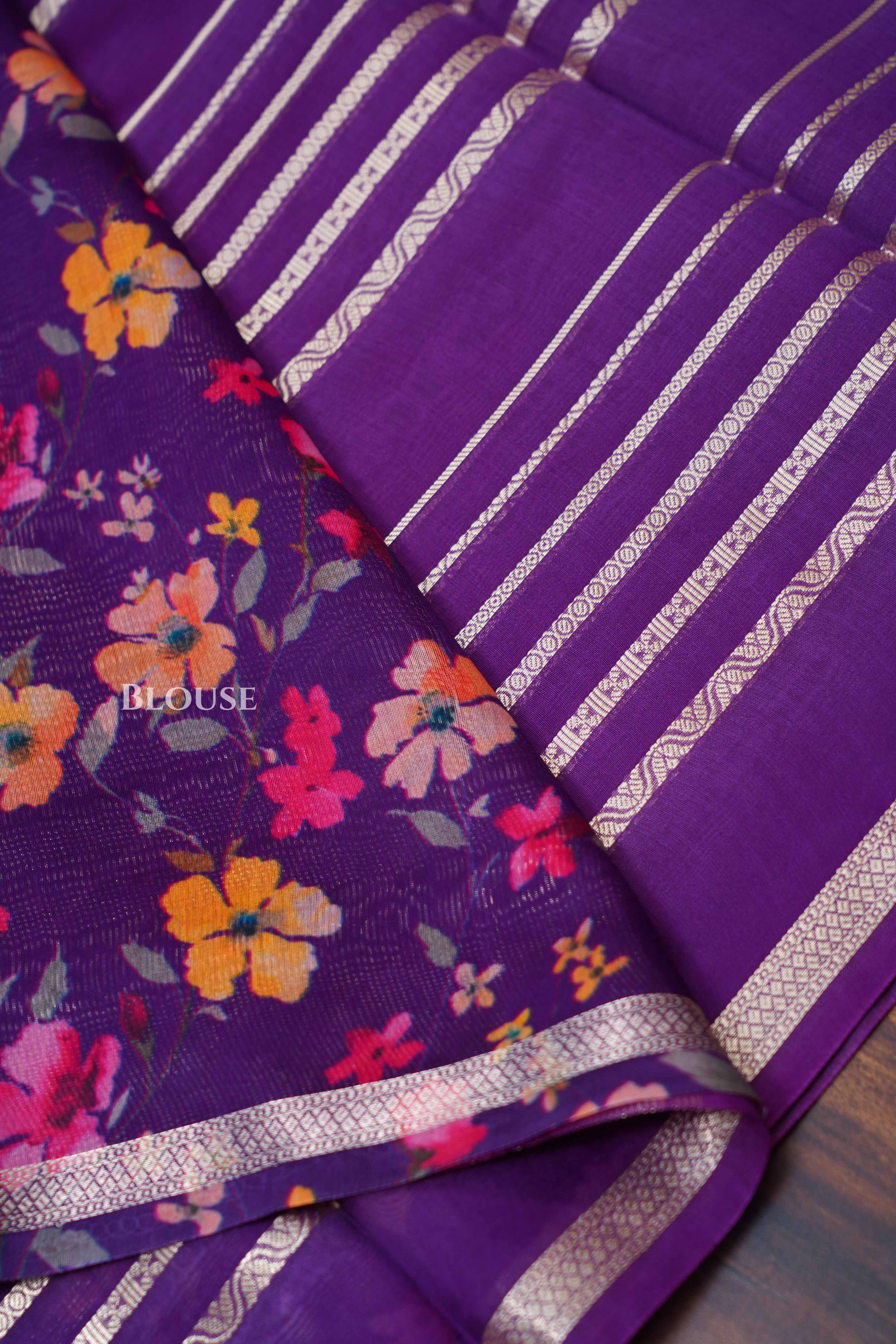 Purple Chanderi Silk Cotton Saree