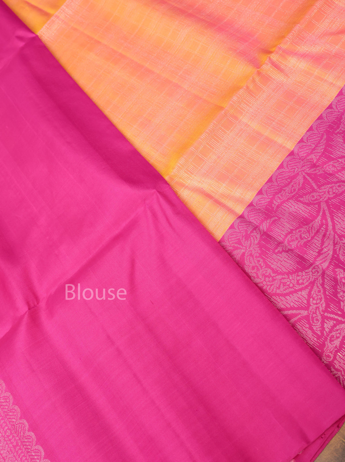 Peach Orange Witrh Purple Pure Soft Silk Saree