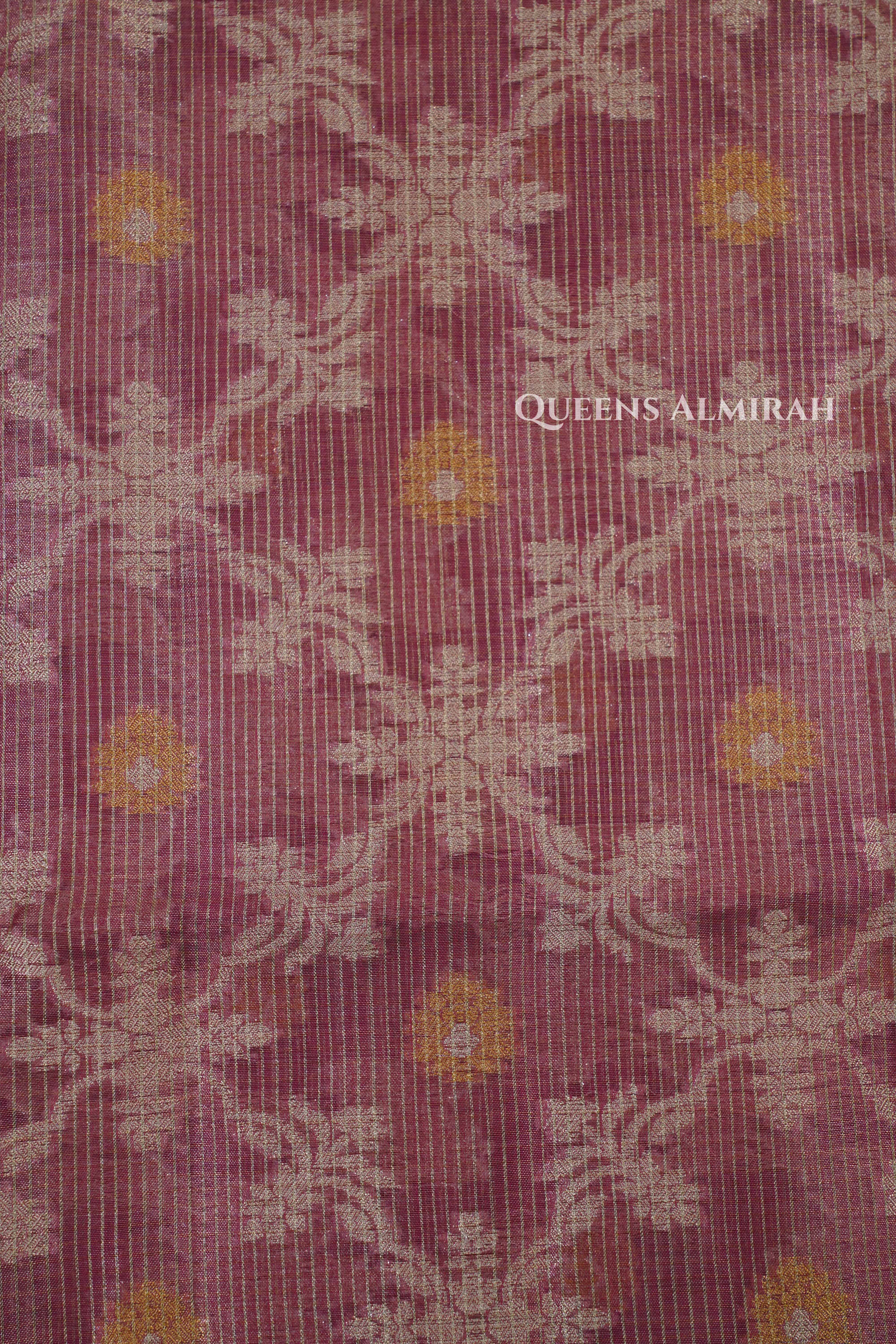 Dusky rose Semi Banarasi Organza Saree