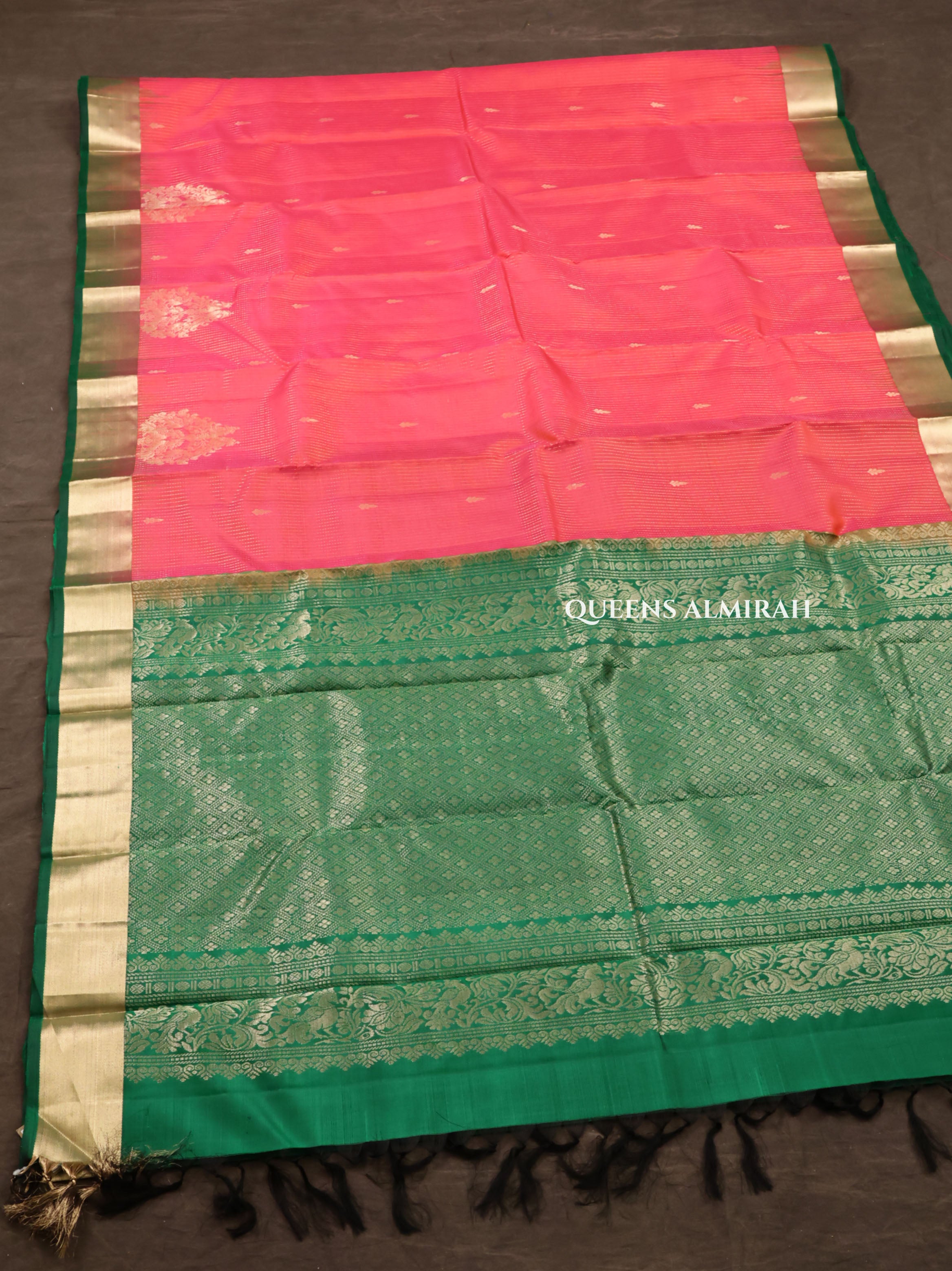 Pink With Green Pure Kanchivaram Silk Saree