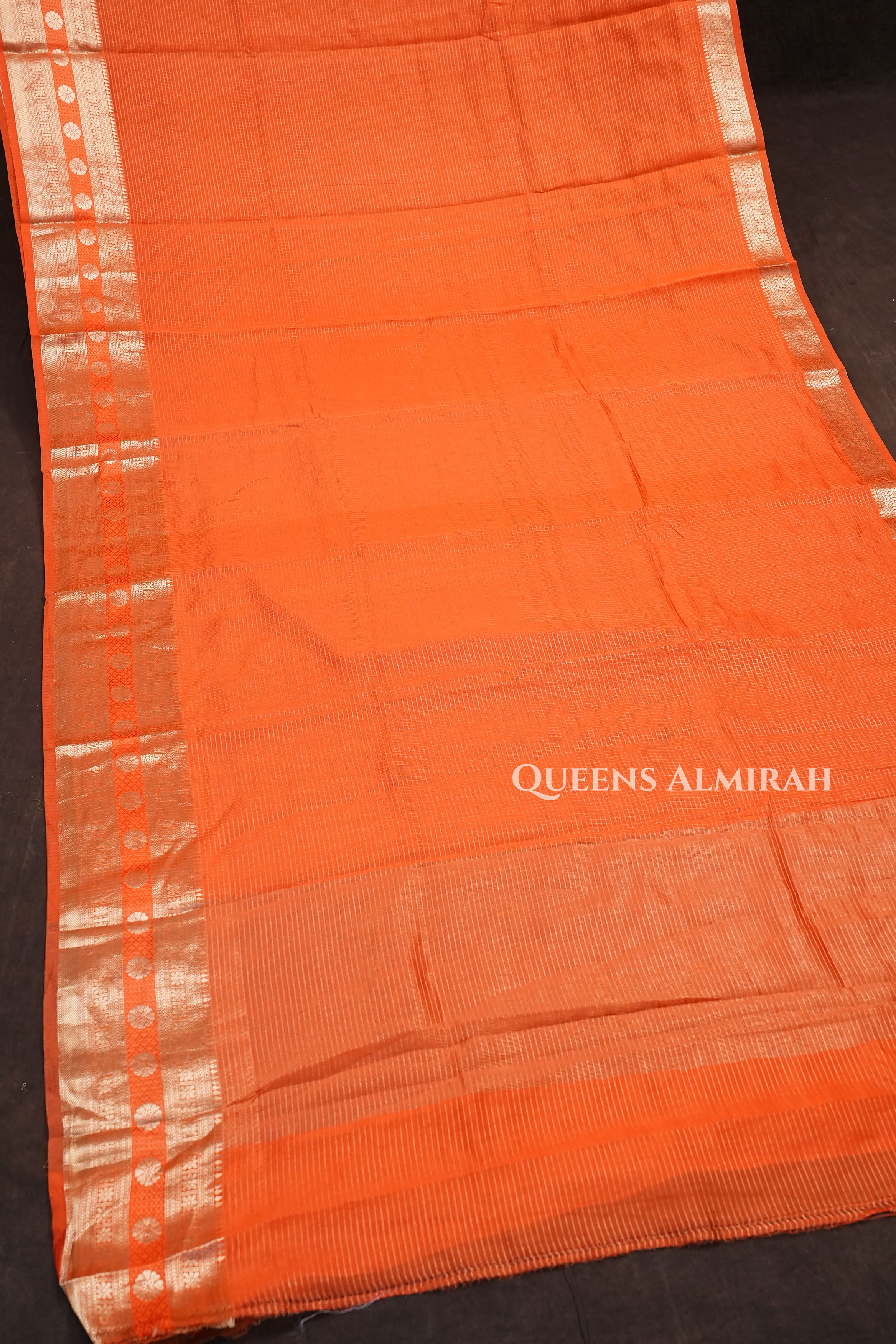 Orange Maheshwari Silk Saree