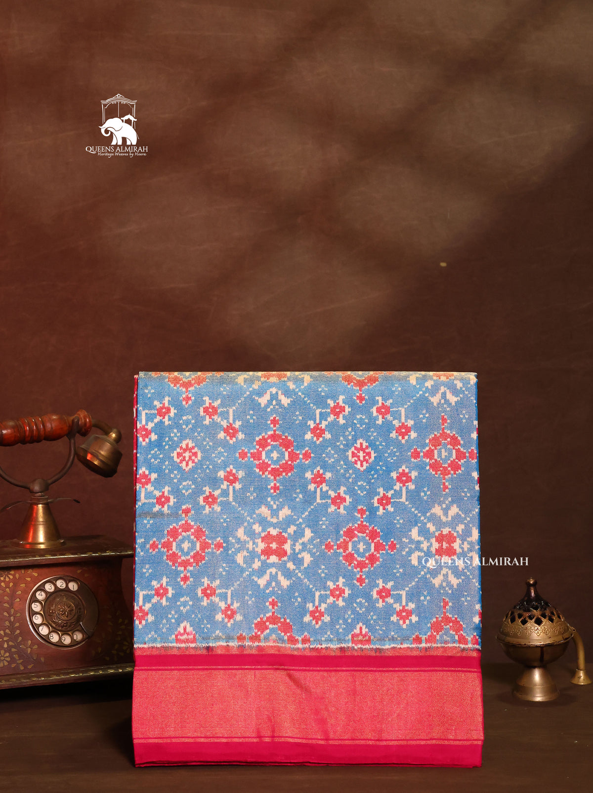 Blue With Pink Pochampally Tissue Silk Saree