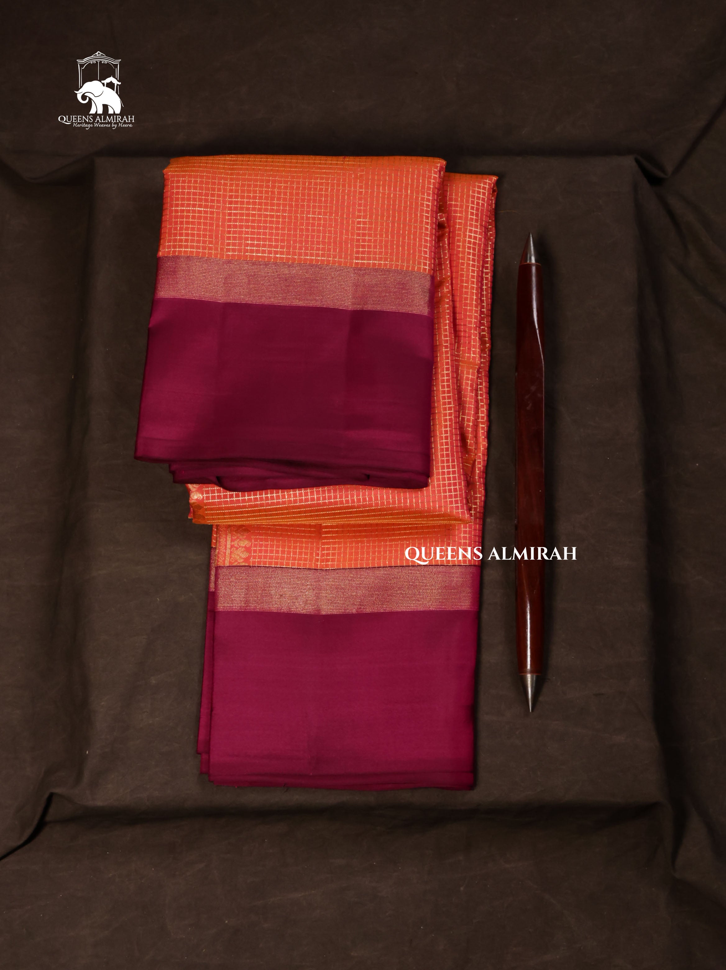 Orange With Purple Pure Kanchivaram Silk Saree