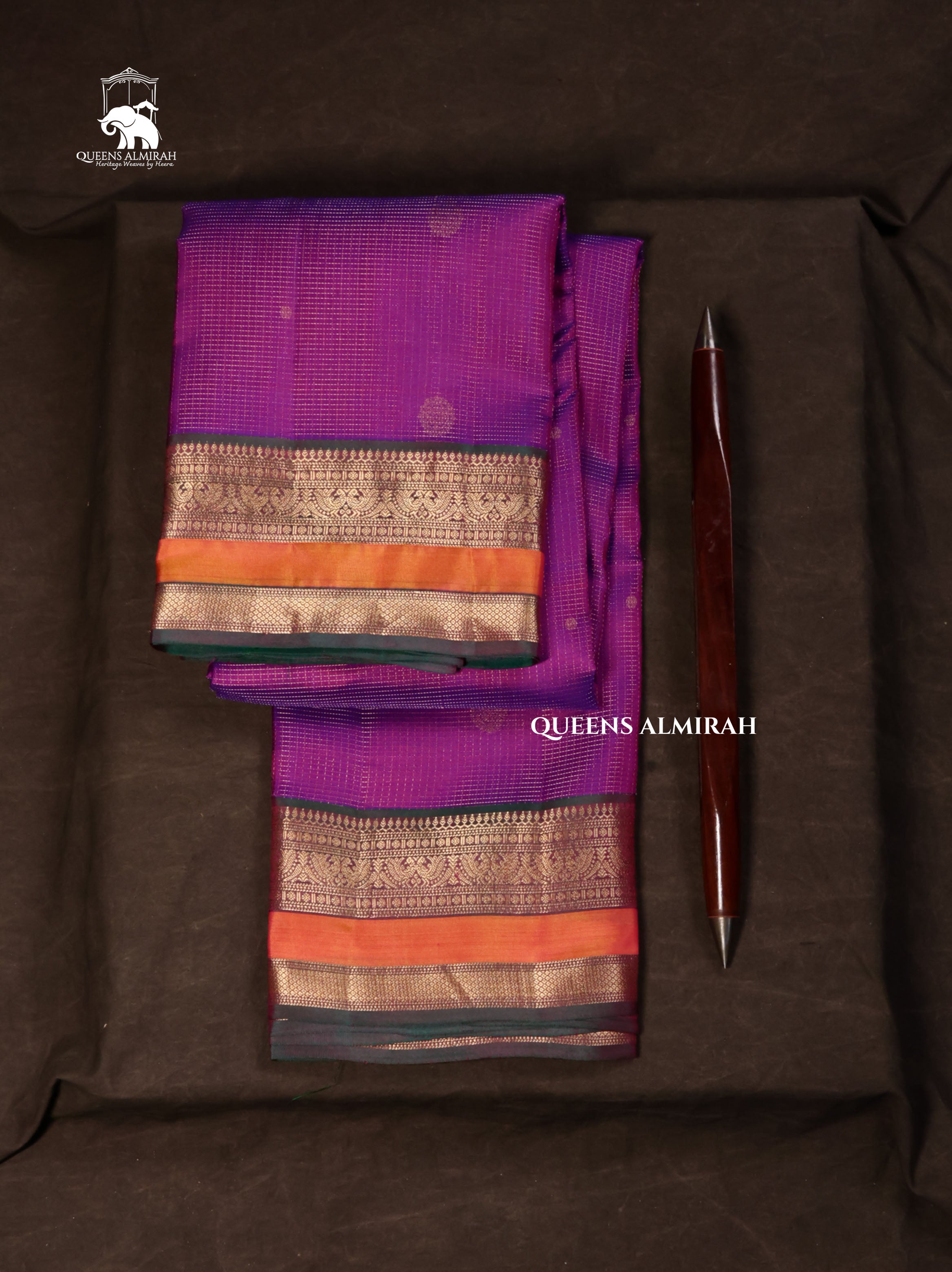 Purple With Green Pure Kanchivaram Silk Saree