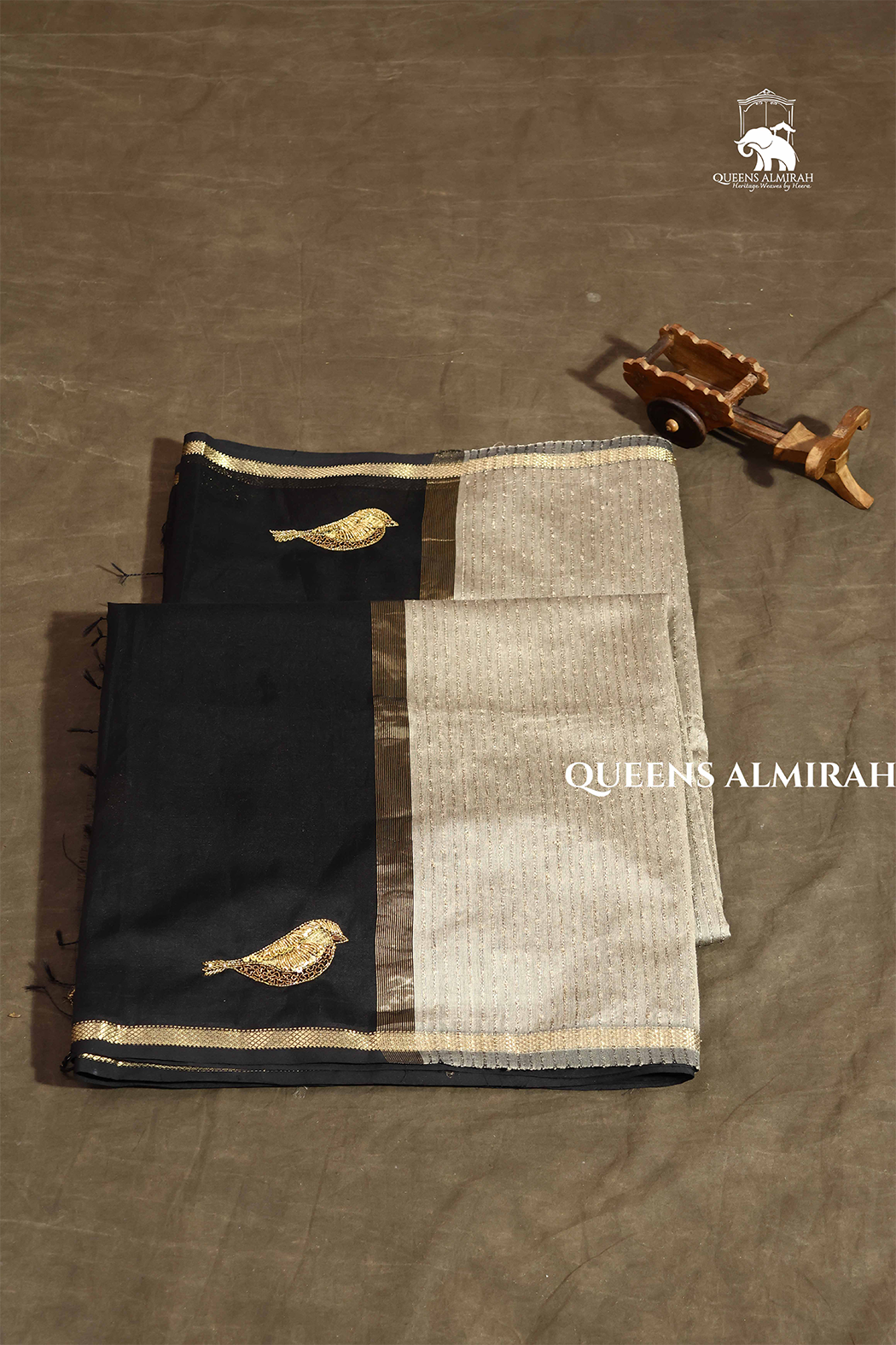 Black Singara Chittu Handloom Maheshwari Silk Cotton Saree