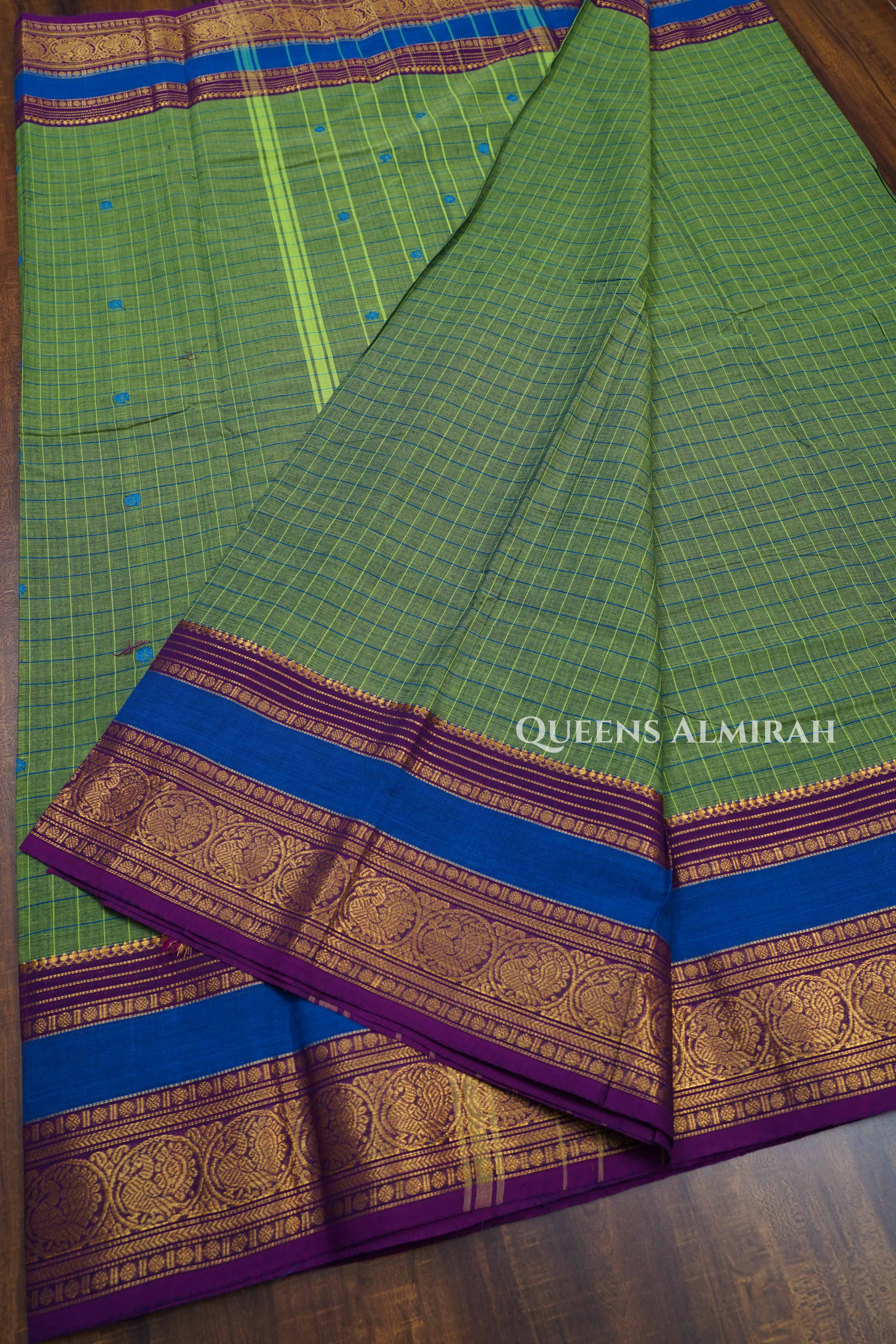 Avocado Green Kanchi Cotton Saree
