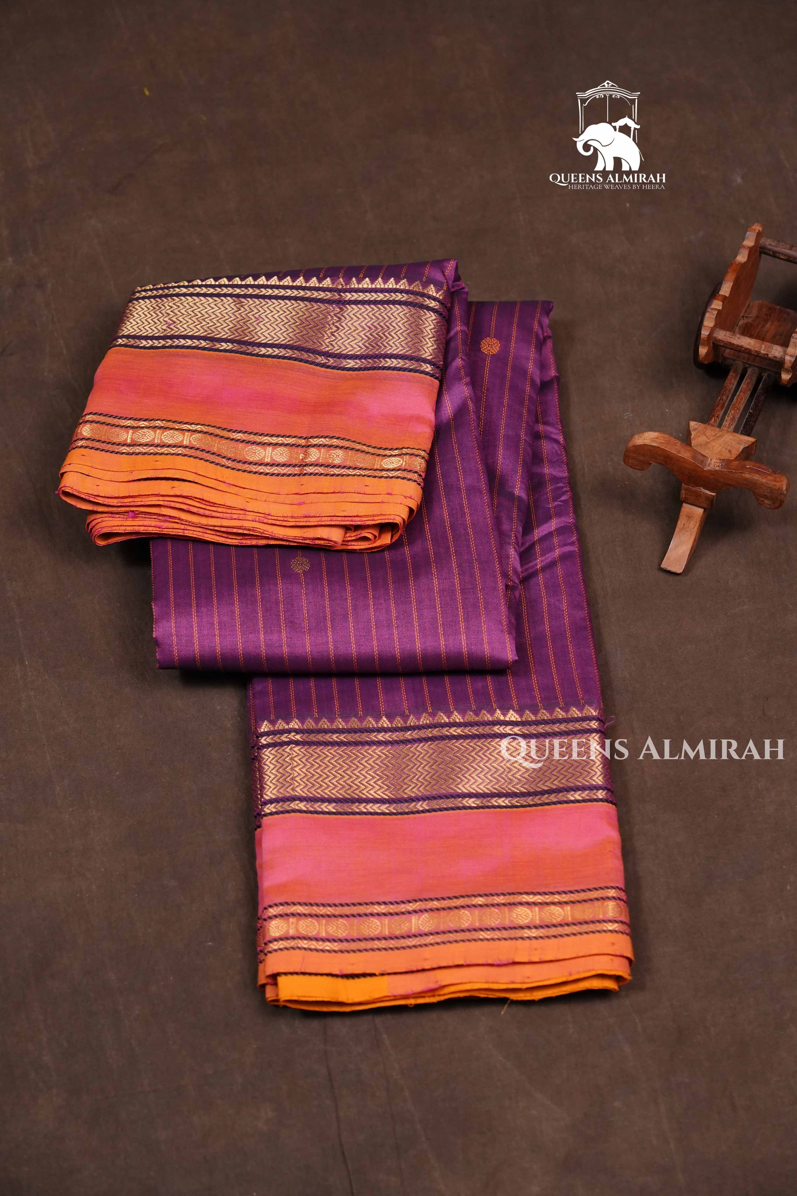Purple With Orange Budget Silk Cotton Saree
