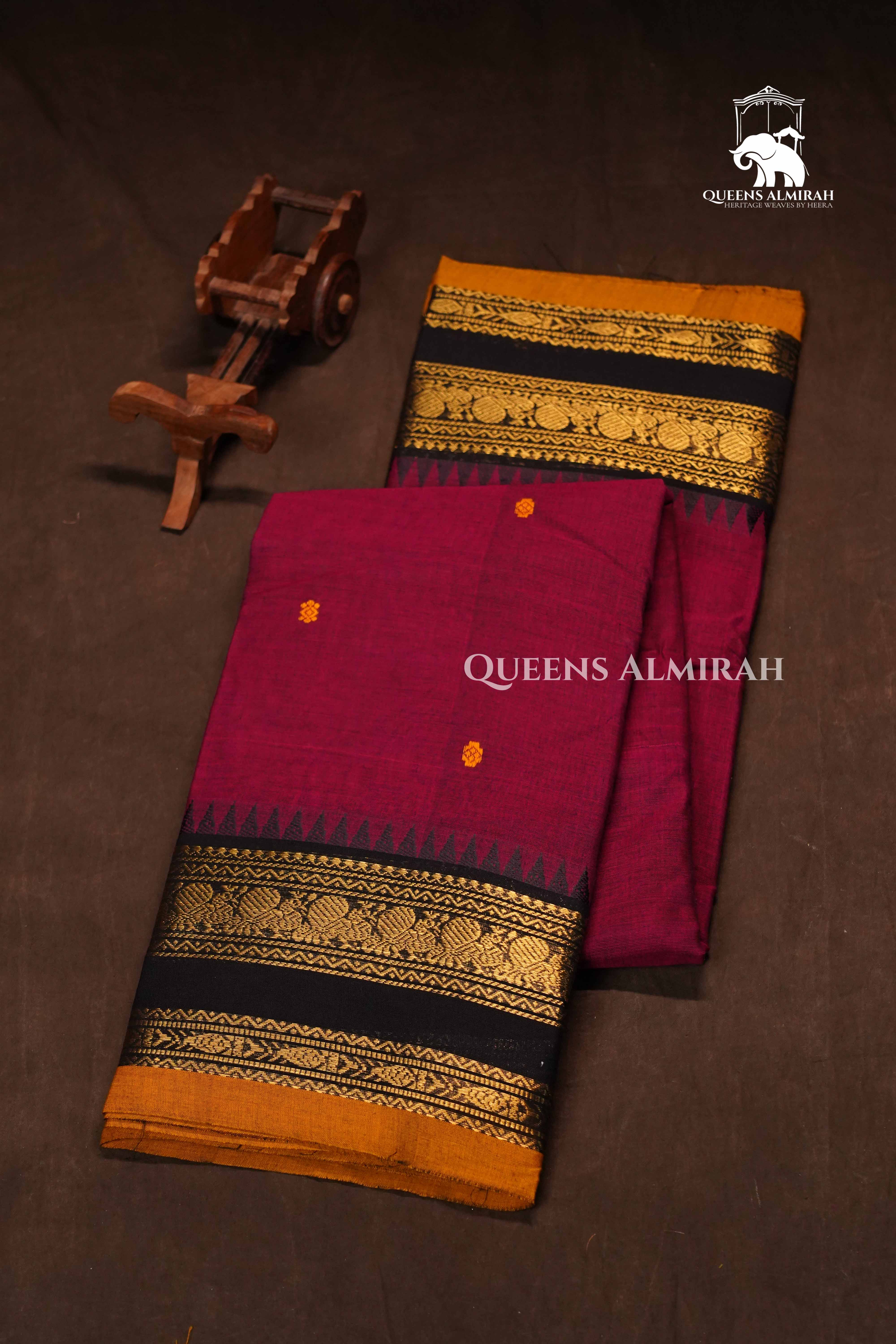Beetroot Red Kanchi Cotton Saree