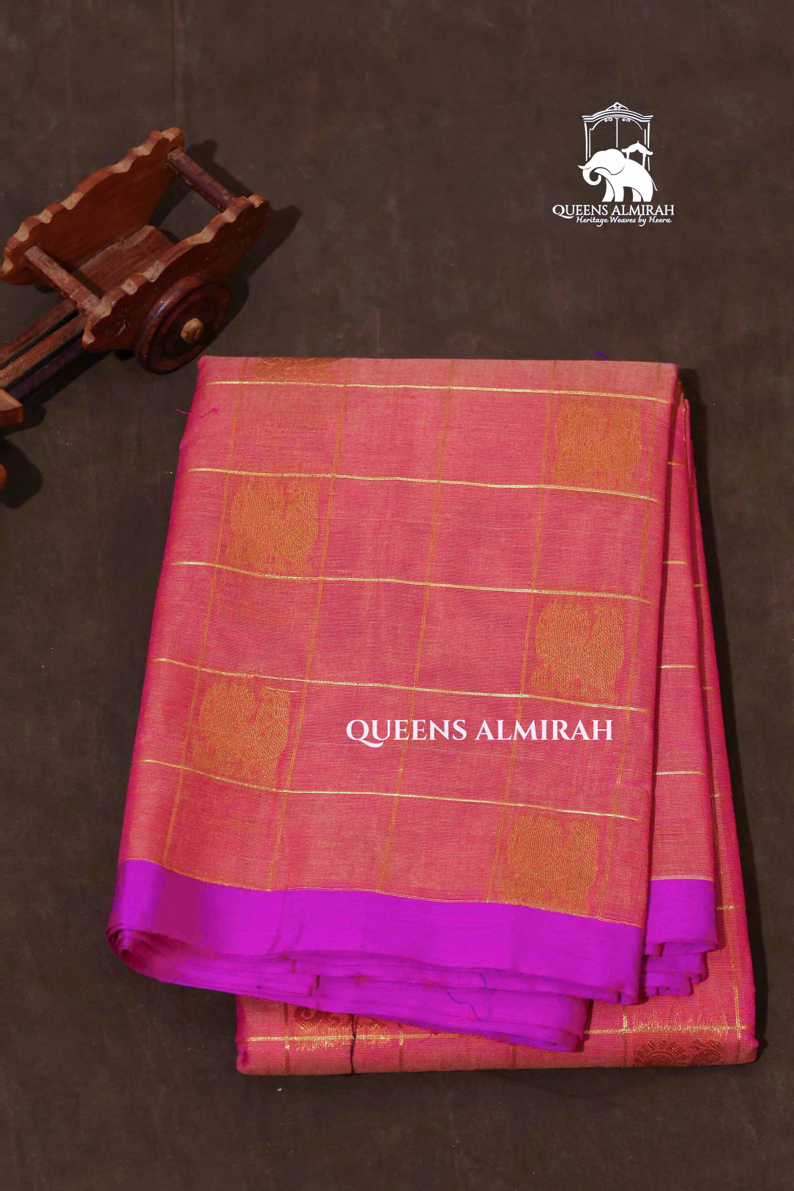 Pink Kattam With Peacock Butta Kanchi Cotton Saree