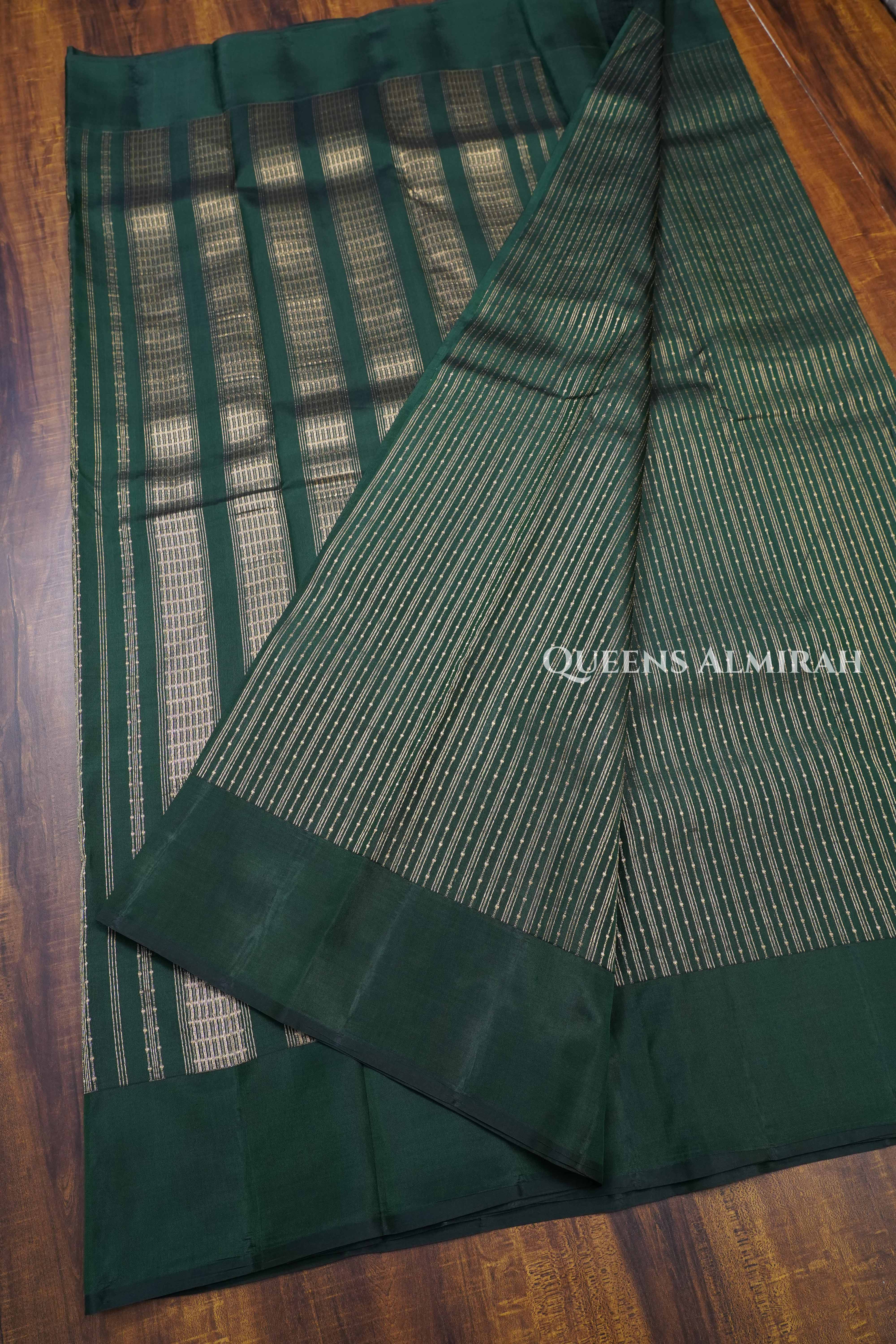 Dark Green Pure kanchivaram Silk Saree