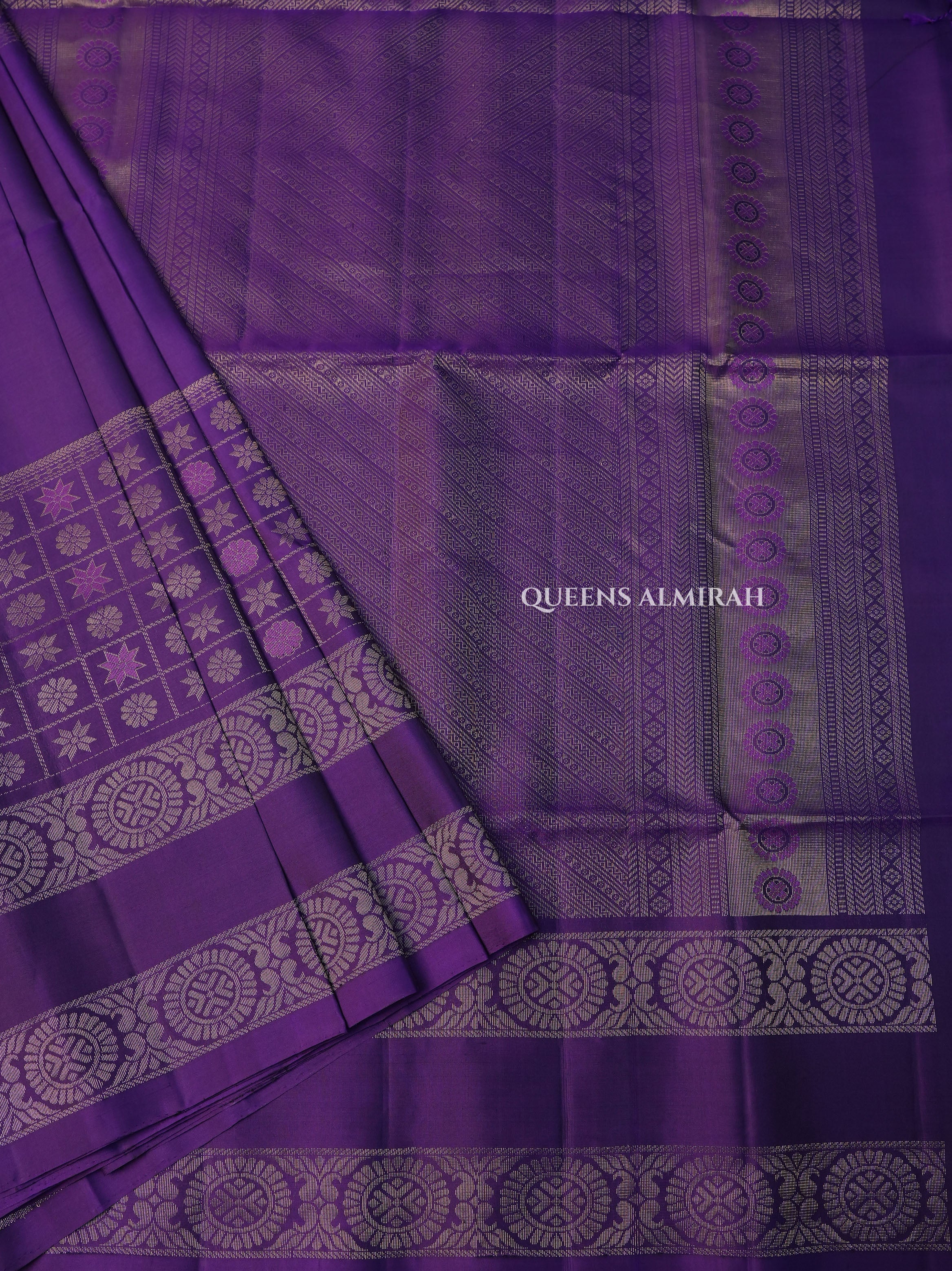 Purple Athangudi Inspired Pure Soft Silk Saree
