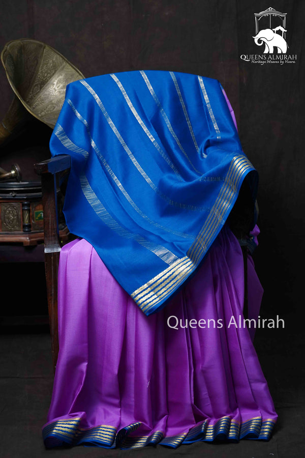 DEEP LILAC WITH MARINE BLUE MYSORE SILK SREE