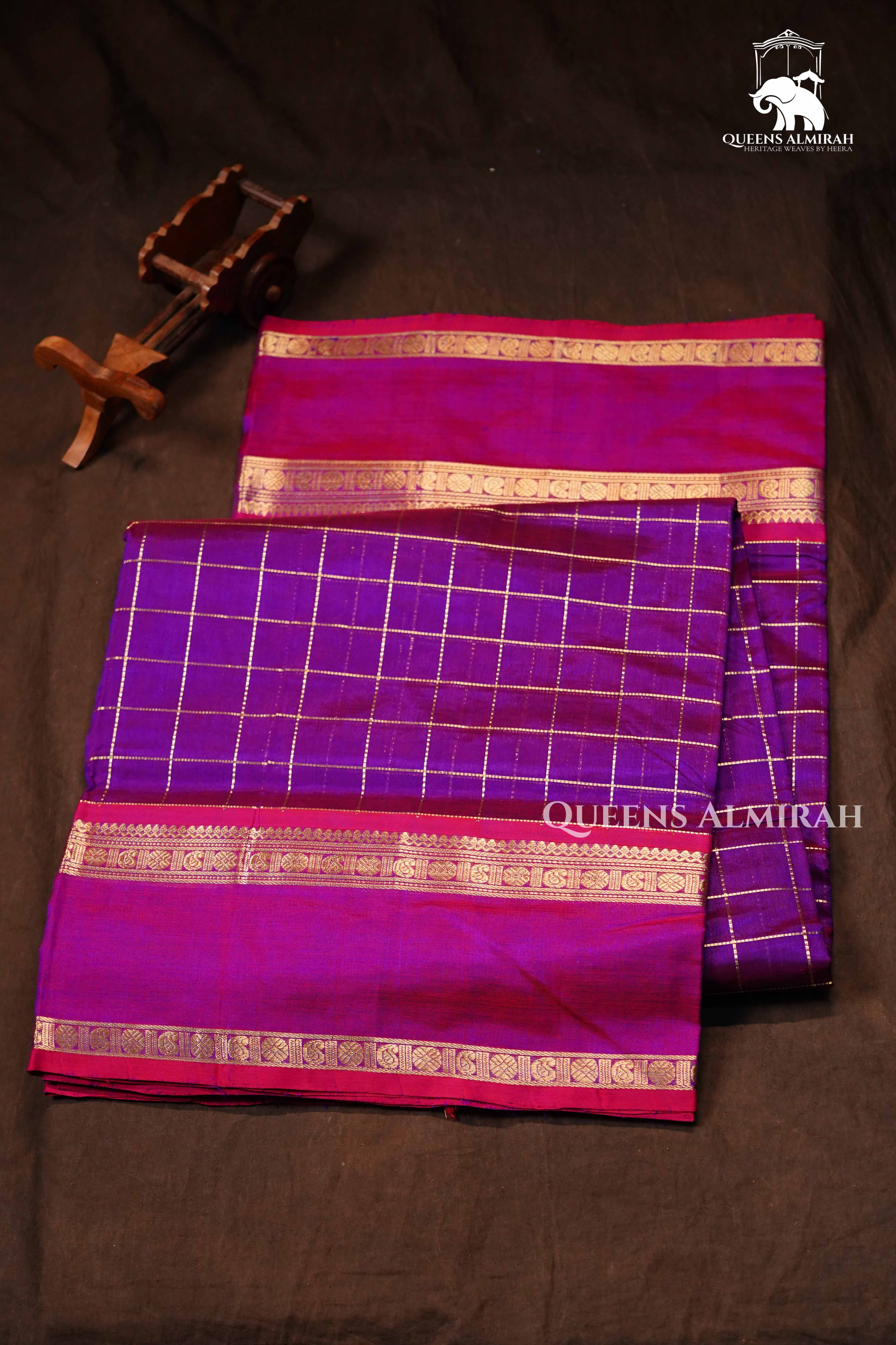 Vadamalli Purple Karaikudi Chettinad Silk Cotton Saree