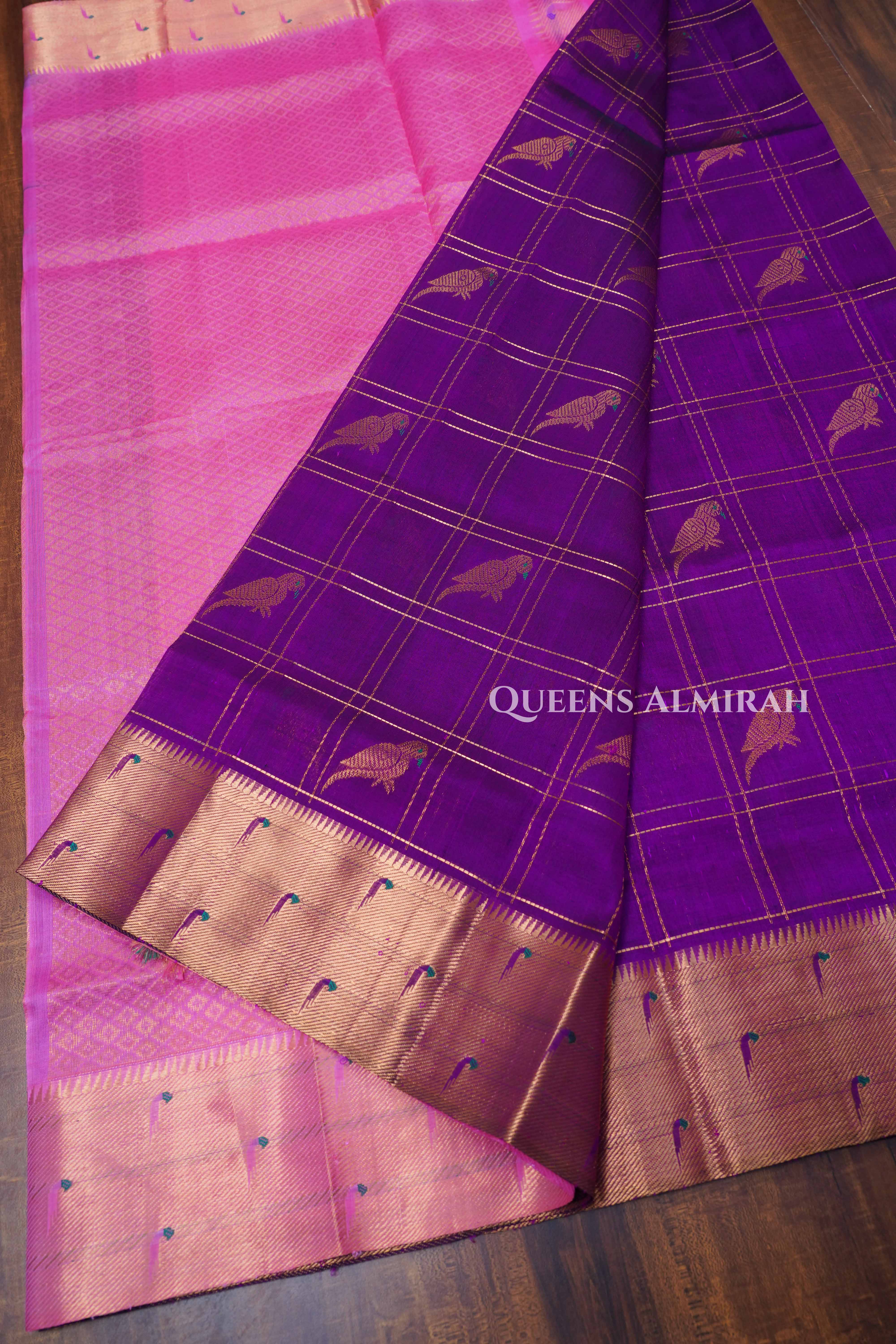 Purple Pure Kanchi Silk Cotton Saree