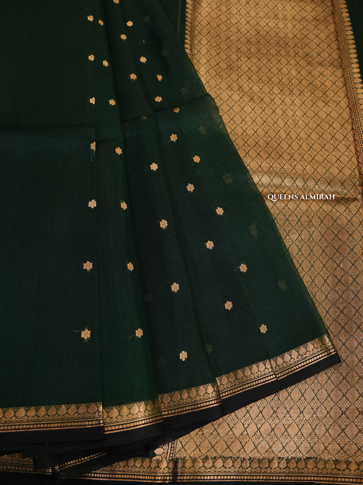 Dark Green  Banarasi Kora Organza Silk saree