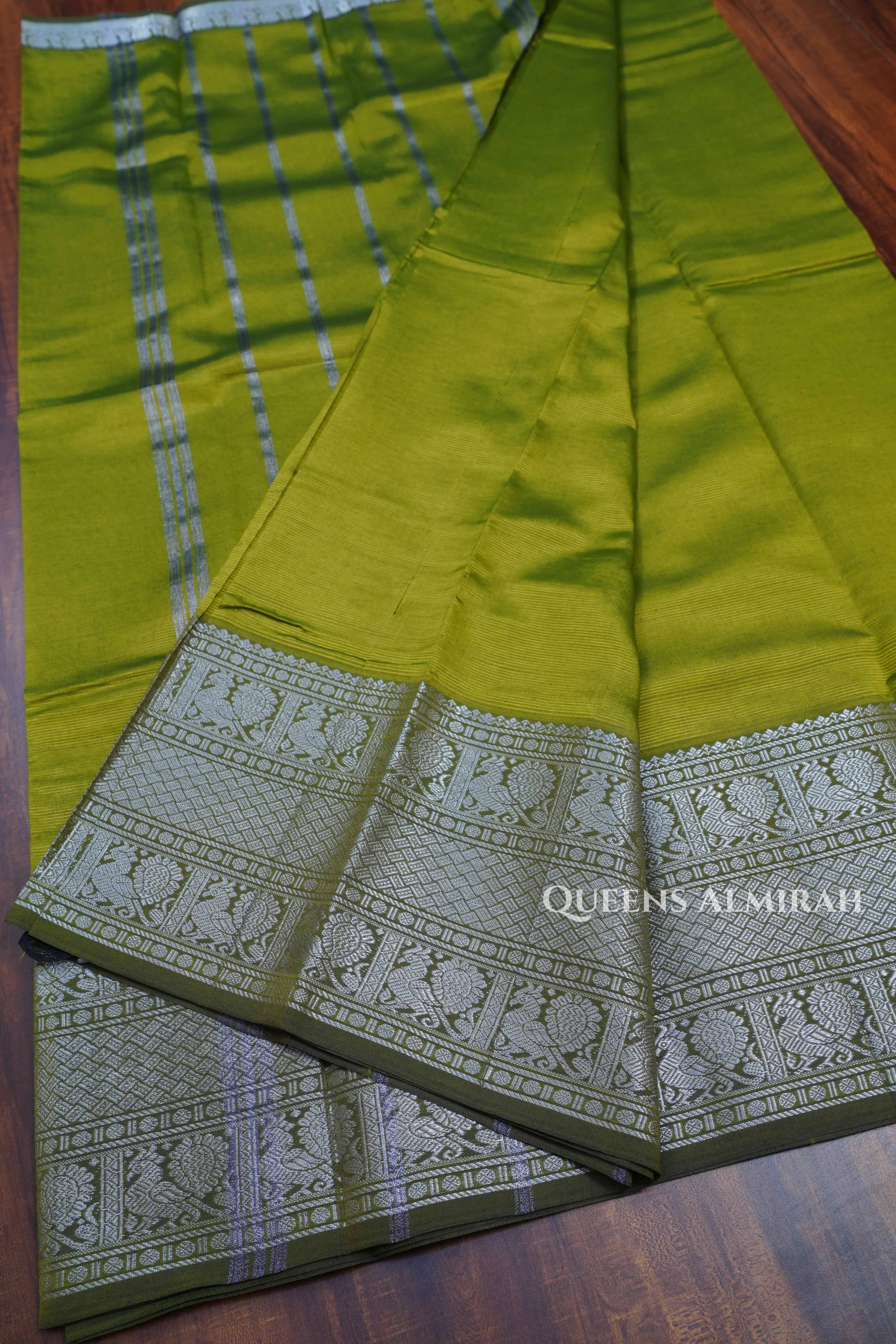 Yellowish Green Mangalgiri Saree
