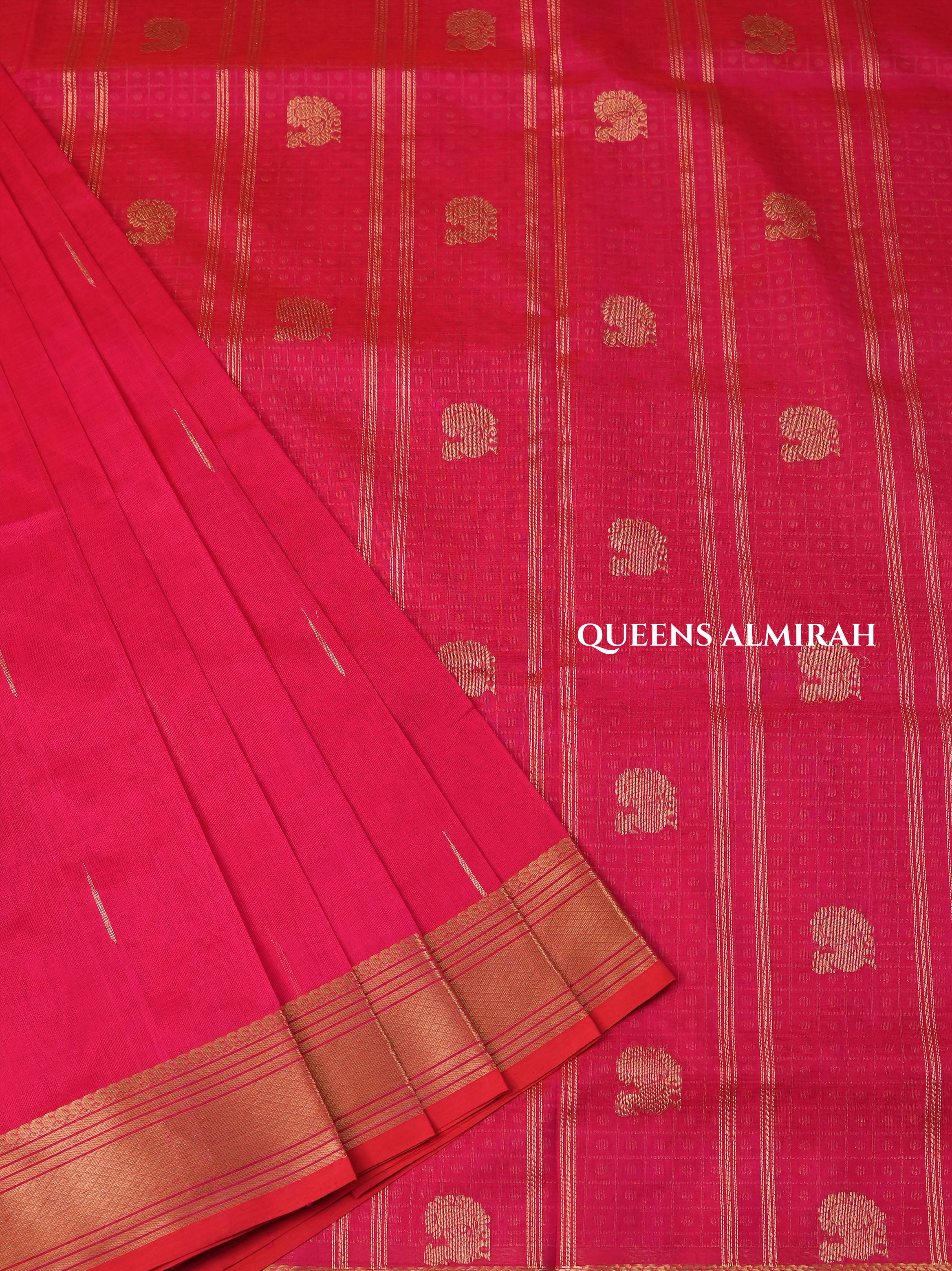 Magenta Pink Chettinad Silk Cotton Saree