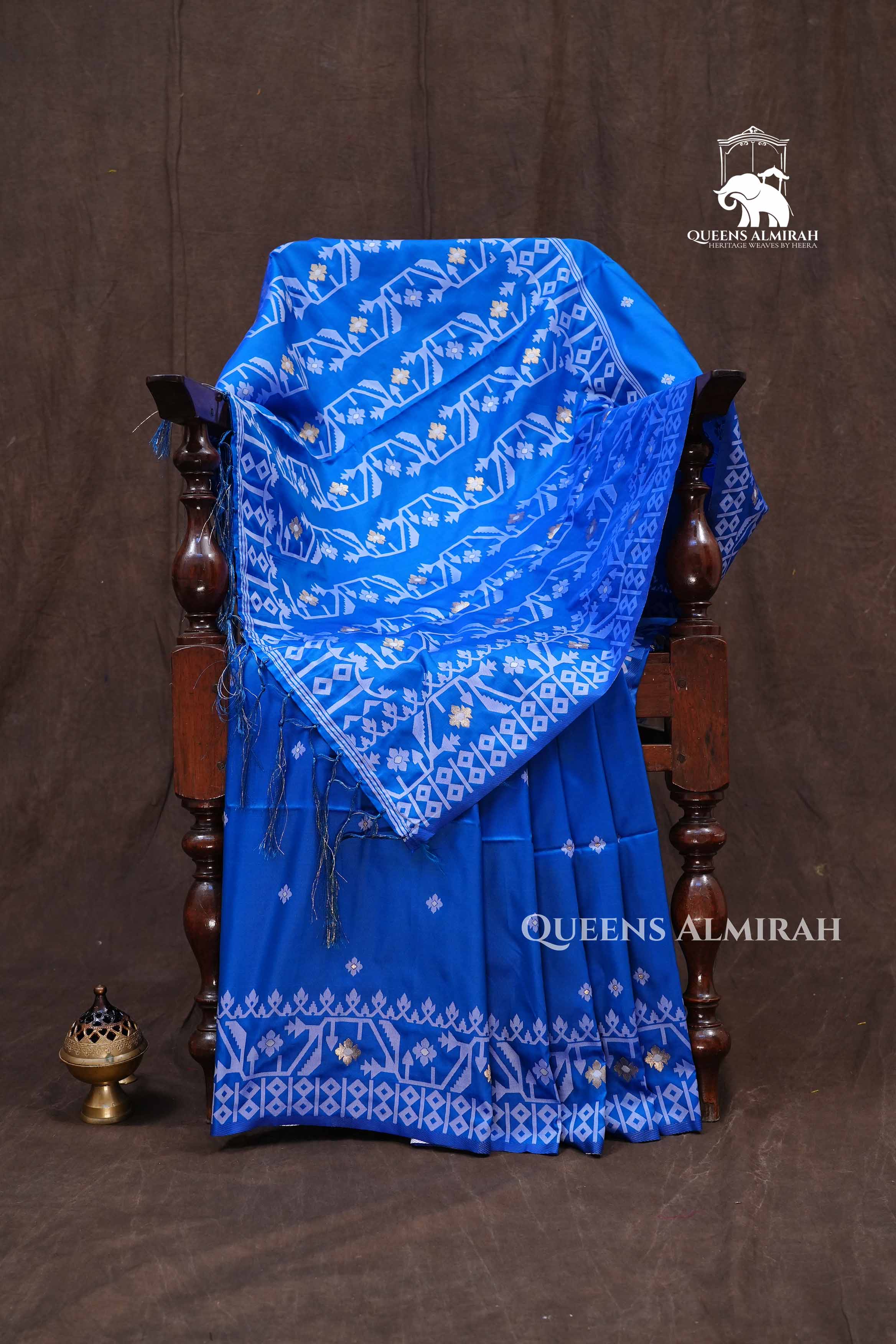 Blue Jamdani Butter Silk Saree