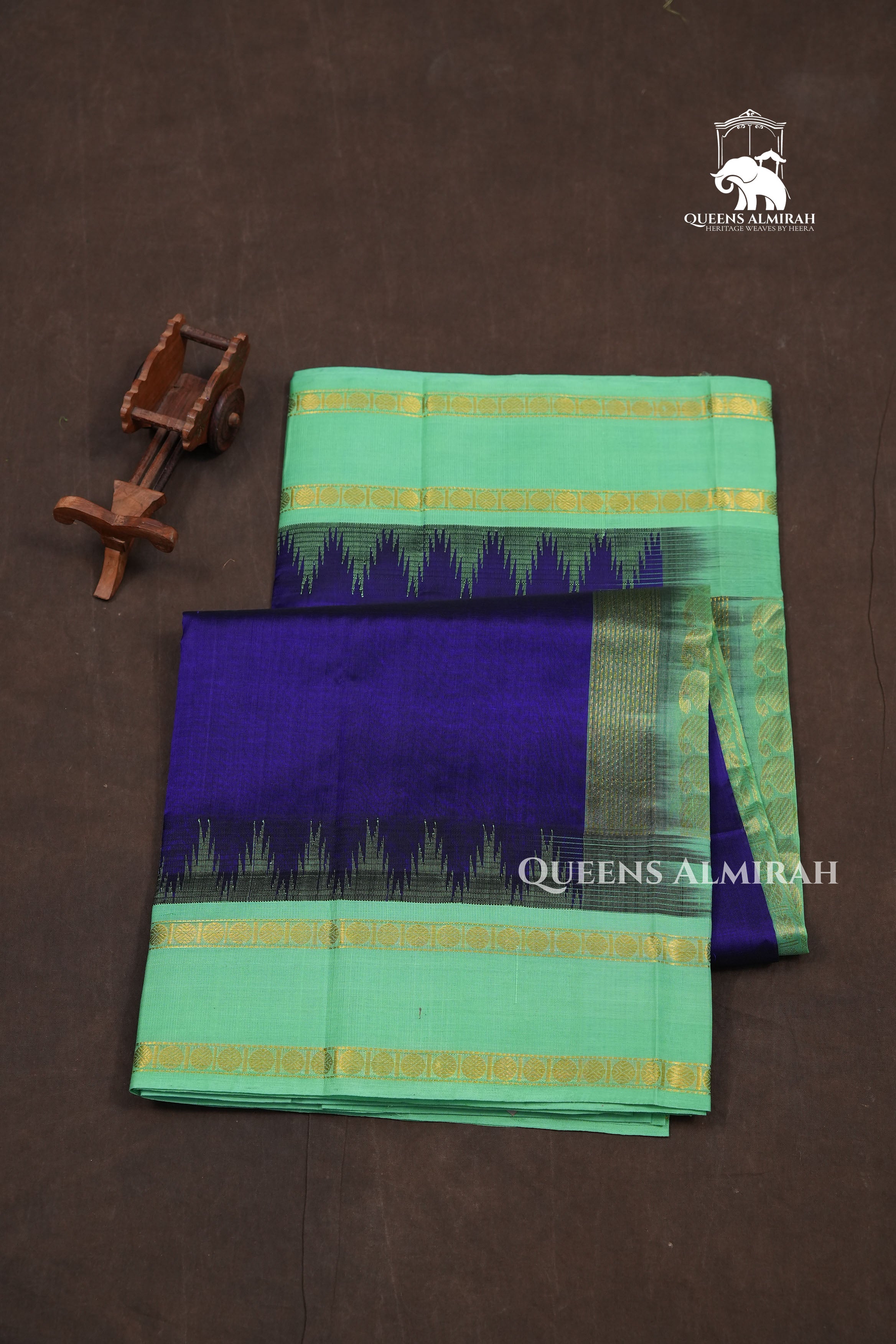 Ms Blue With Sea Green Pure Kanchi Silk Cotton Saree