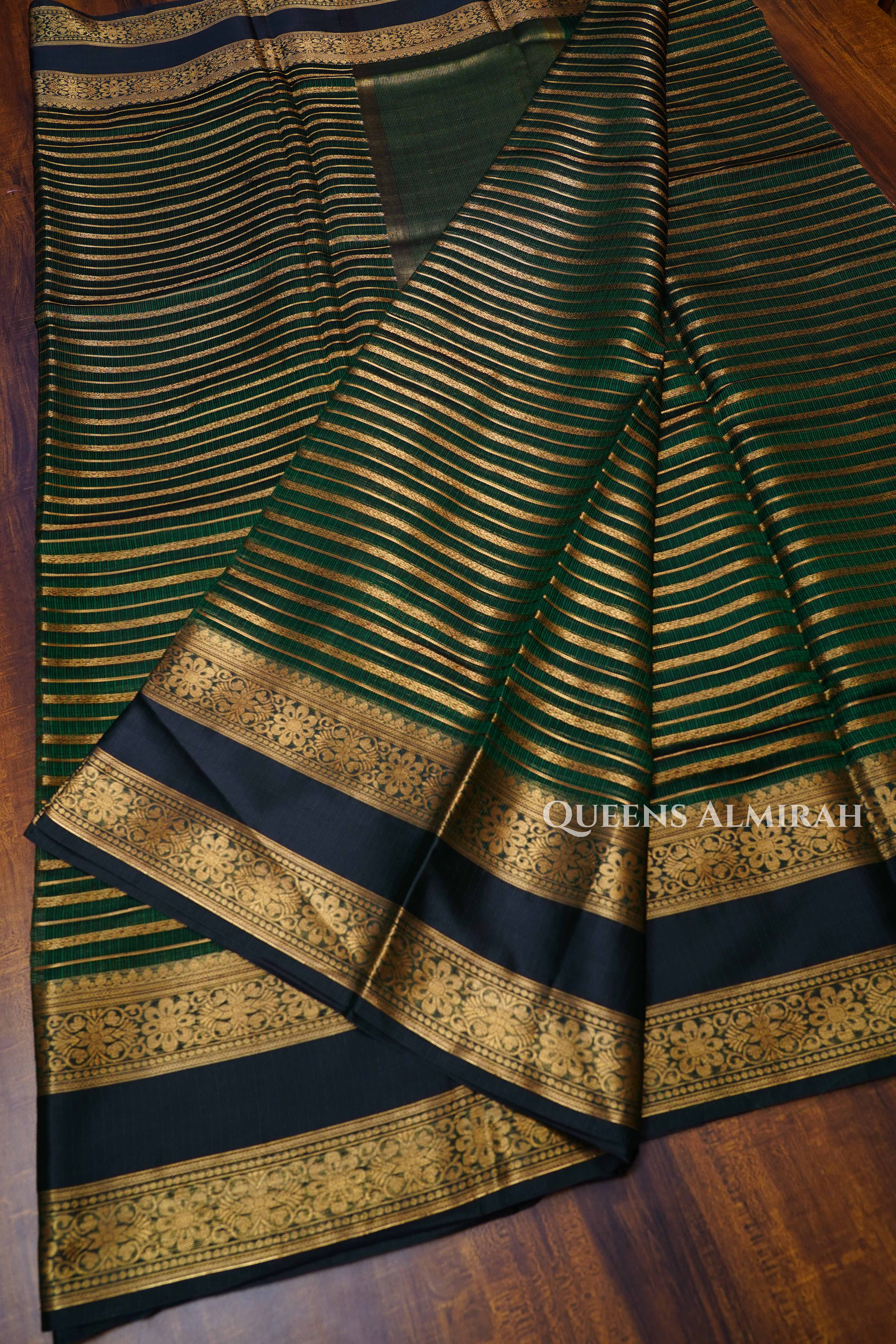 Dark Green Pure Kota Silk Saree