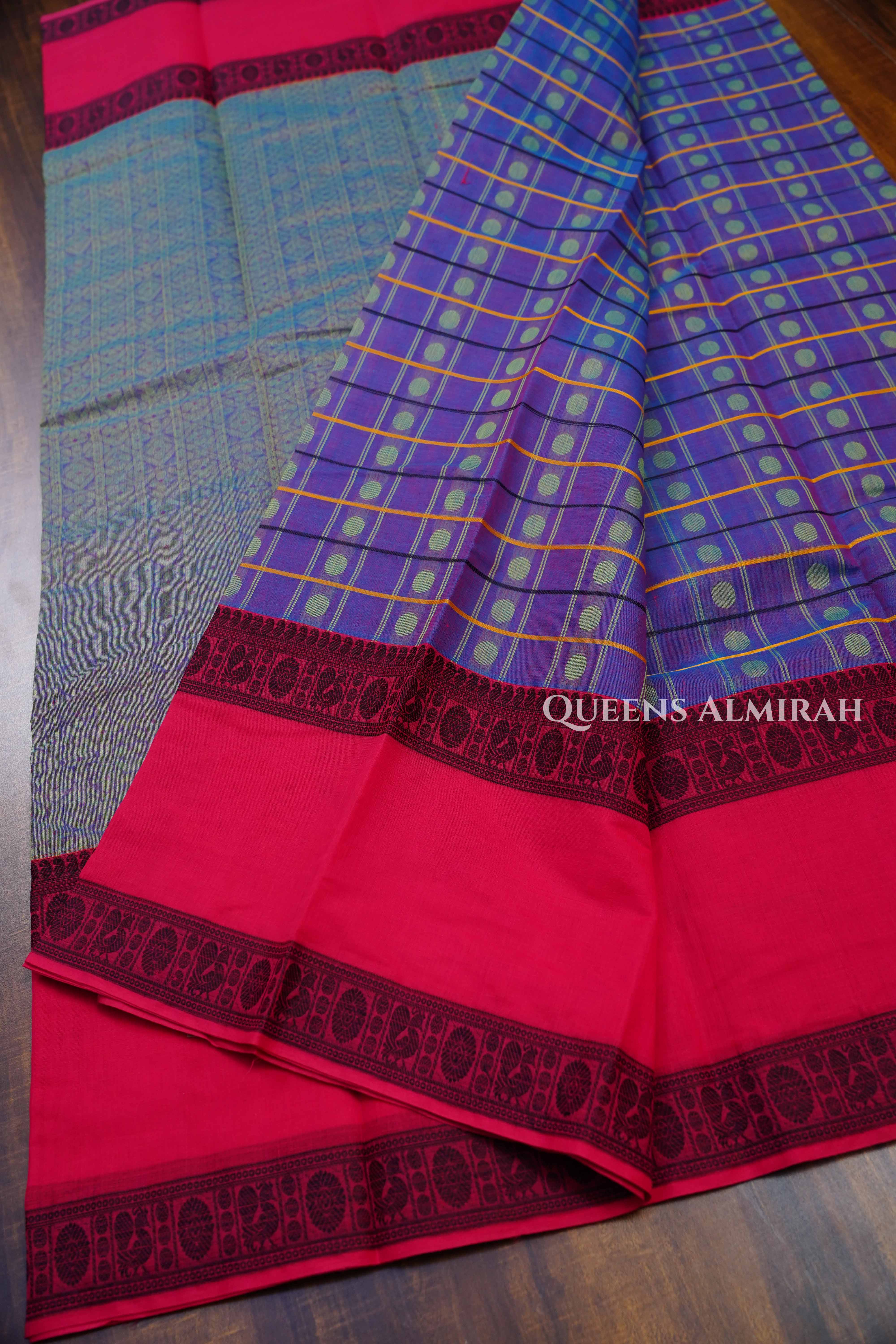 Dark Lavender Chettinad Cotton Saree