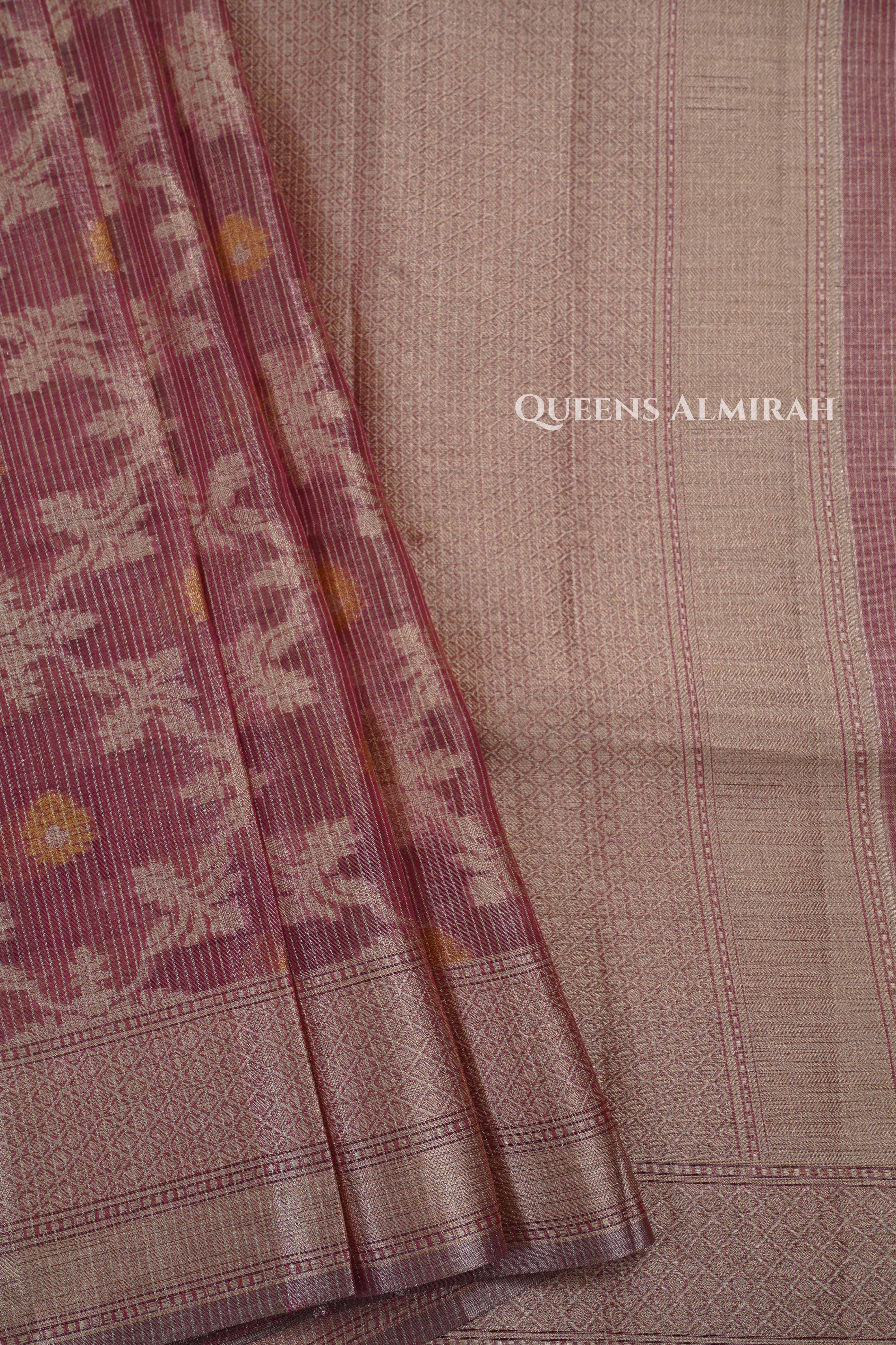Dusky rose Semi Banarasi Organza Saree