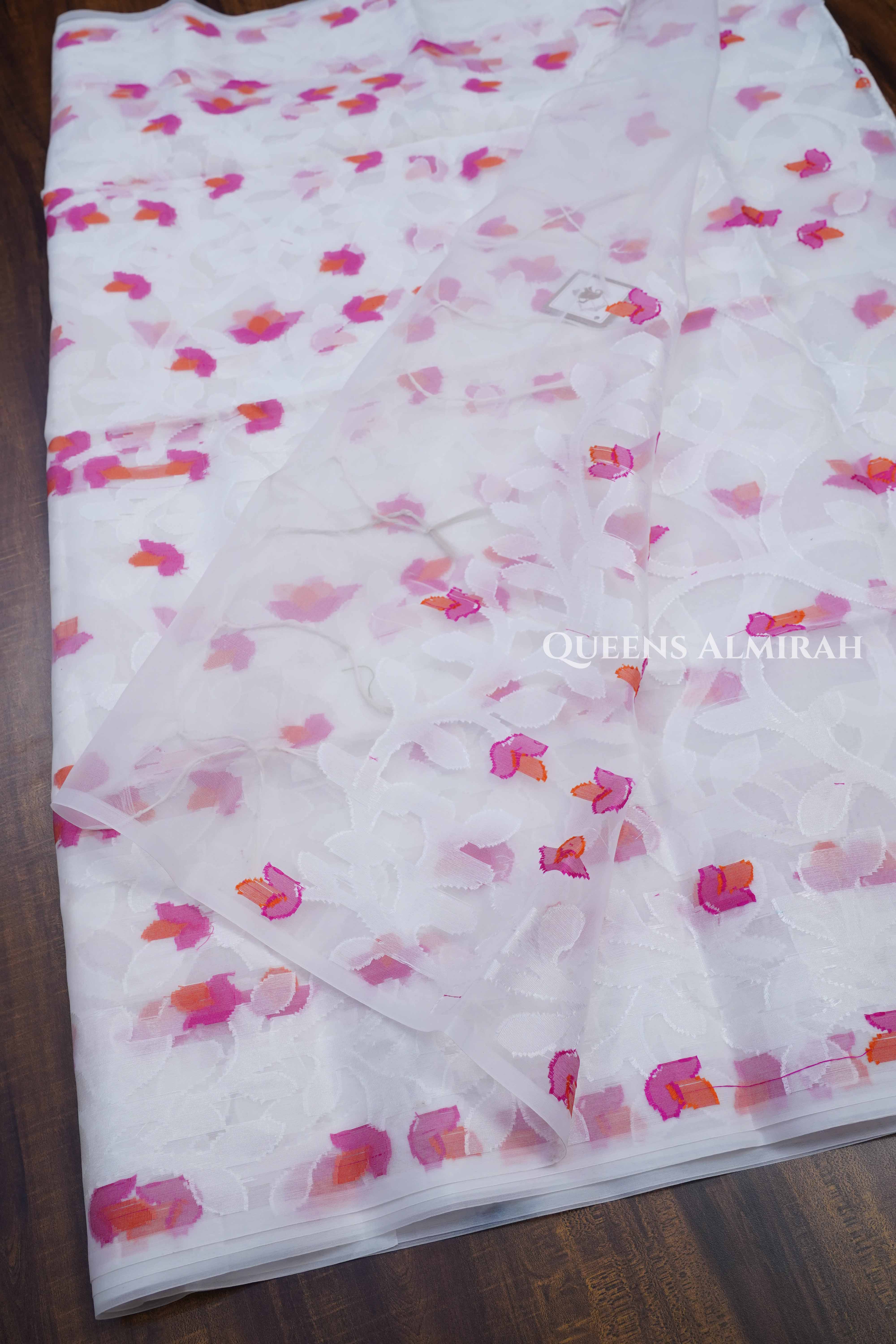 White Muslin Jamdani Saree