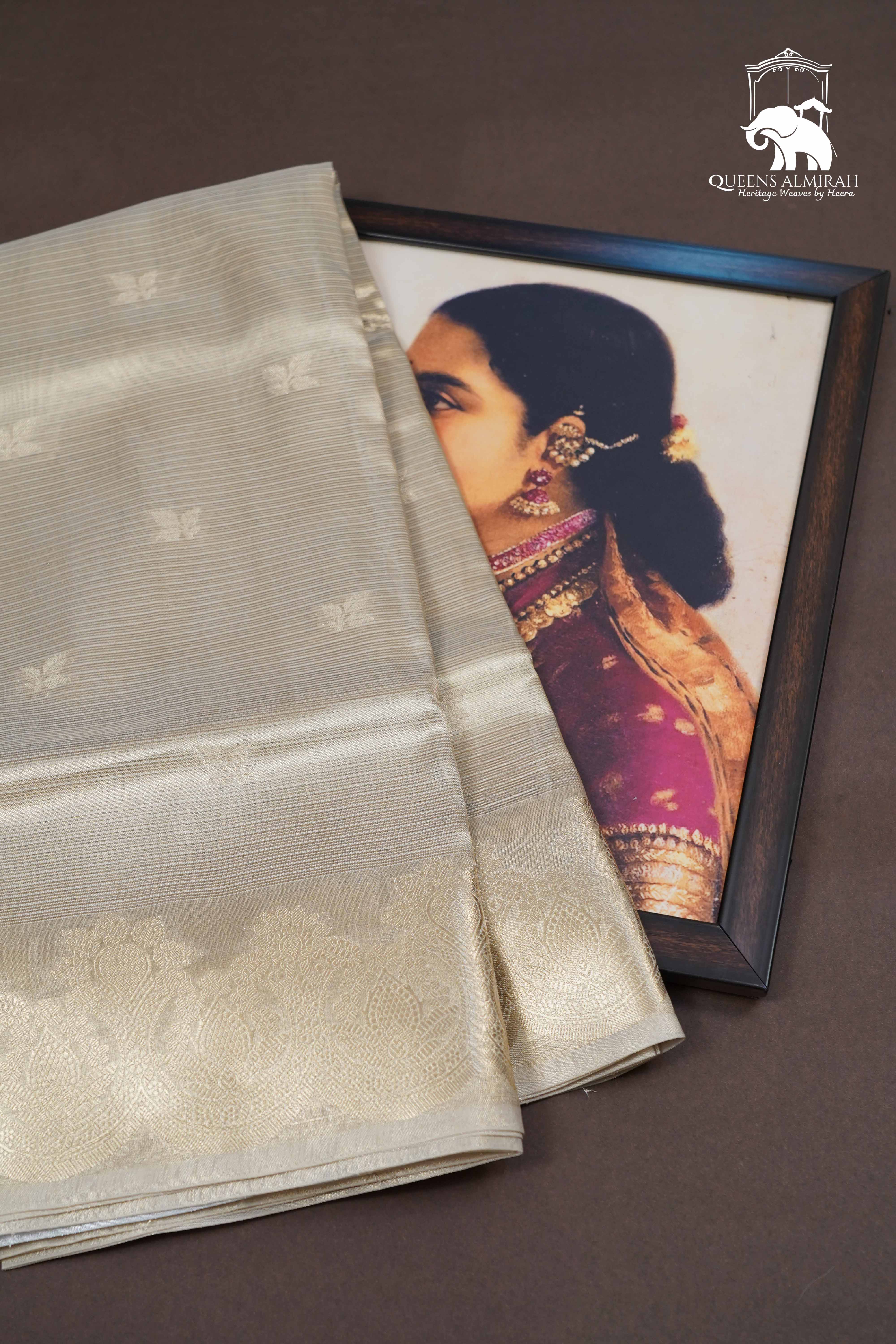 SILVER KOTA TISSUE SAREE 2 - Queens Jewel Emporium