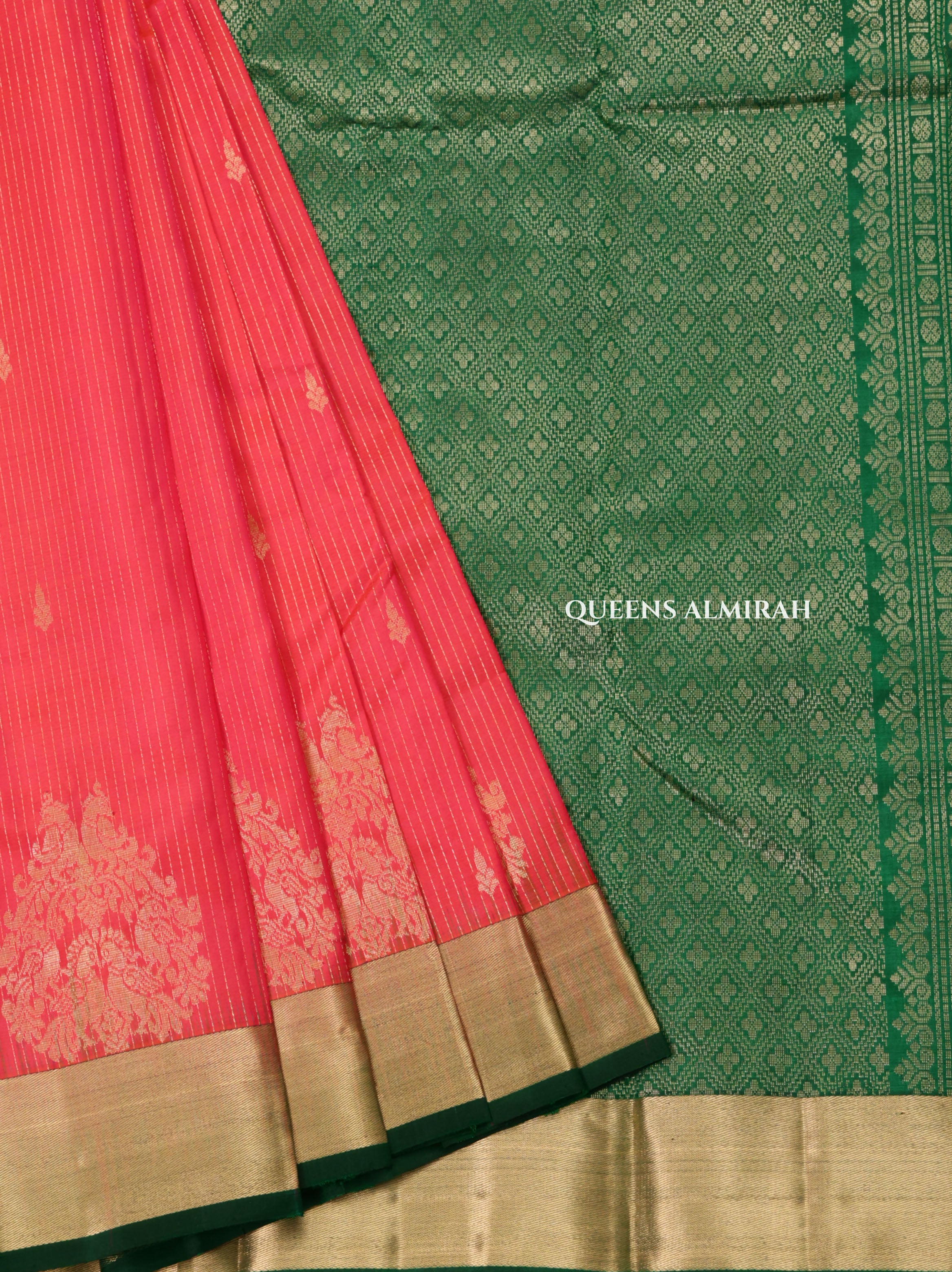 Pink With Green Pure Kanchivaram Silk Saree