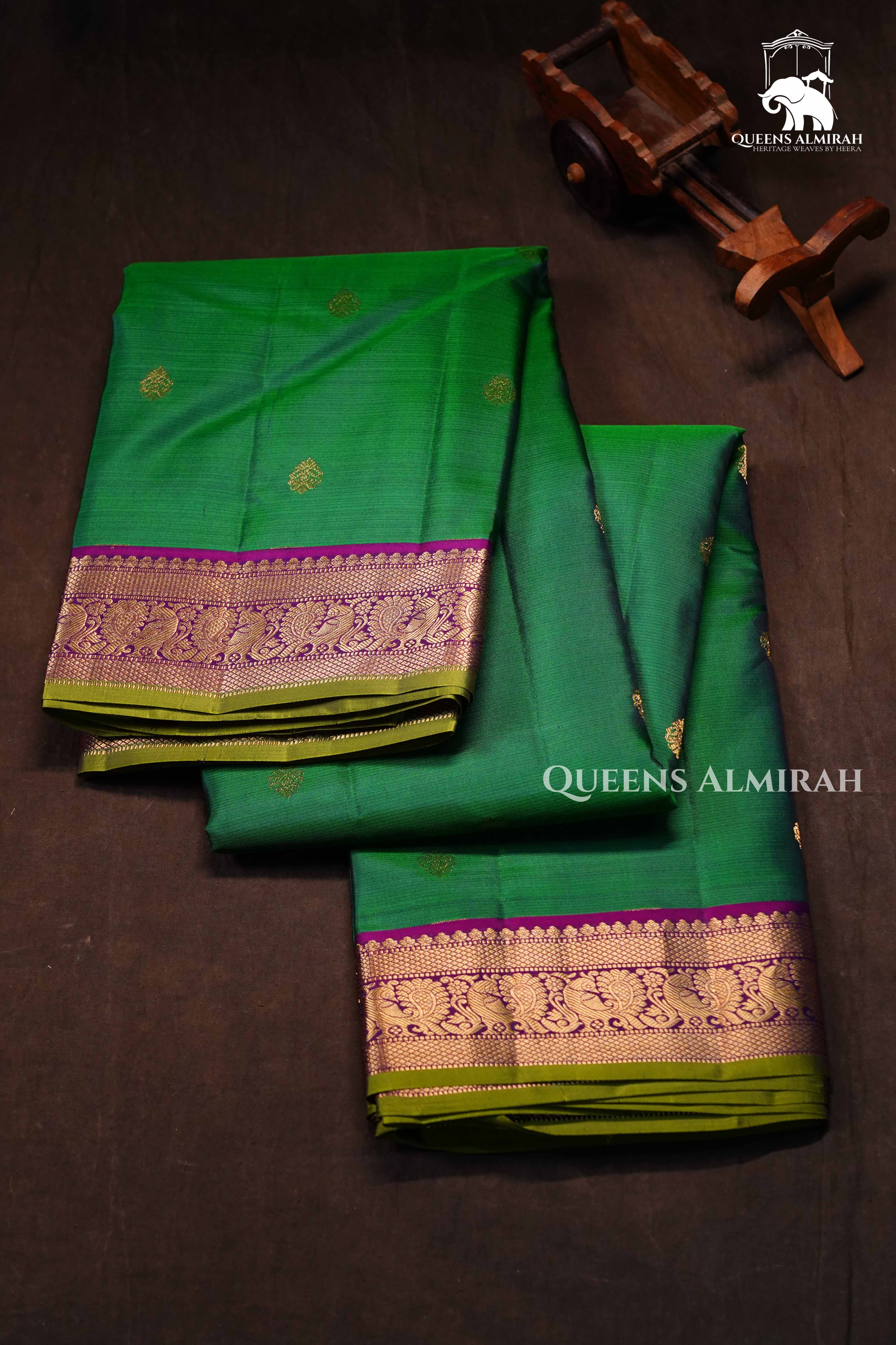 Bottle Green Pure Kanchivaram Silk Saree