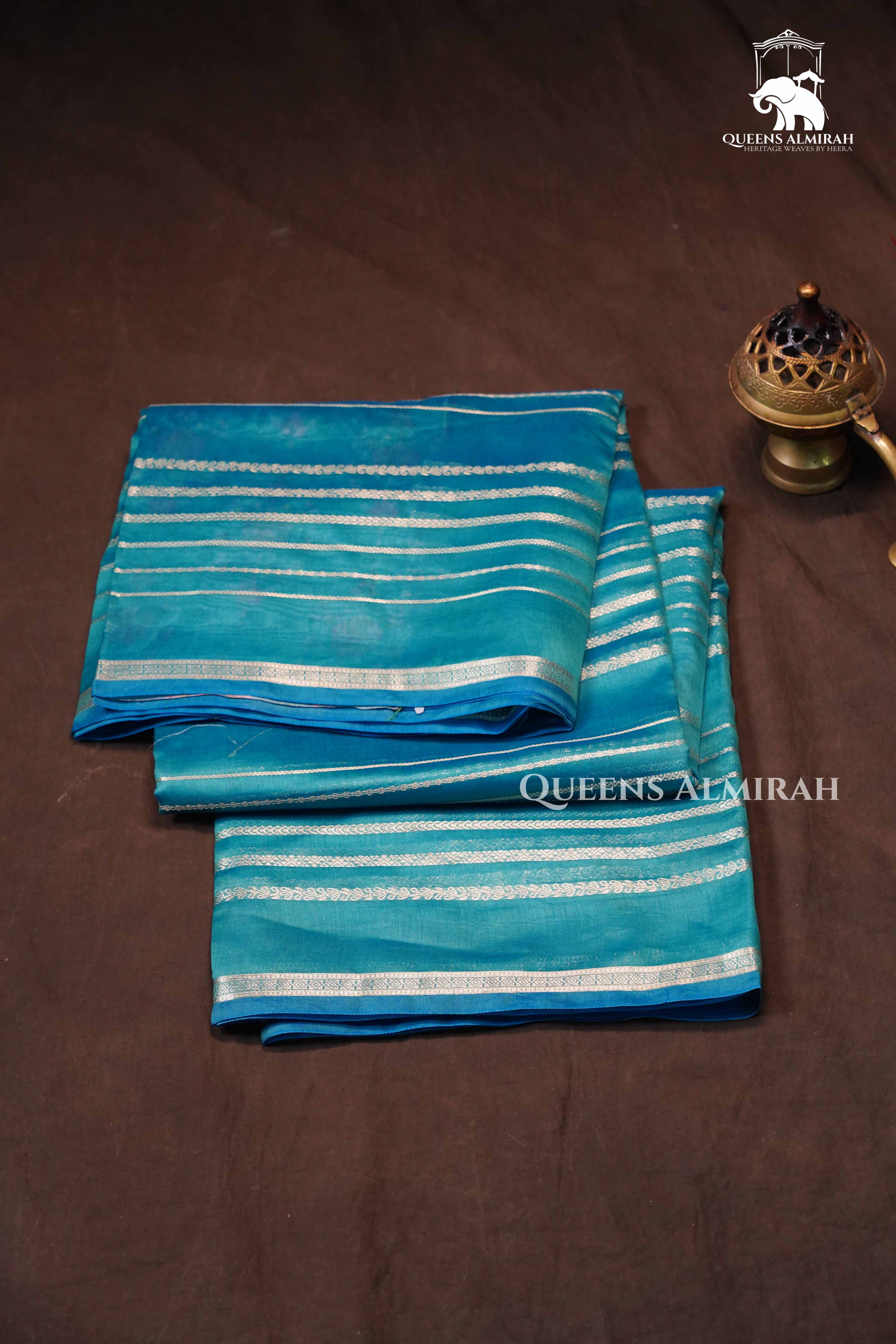 Sky Blue Chanderi Silk Cotton Saree