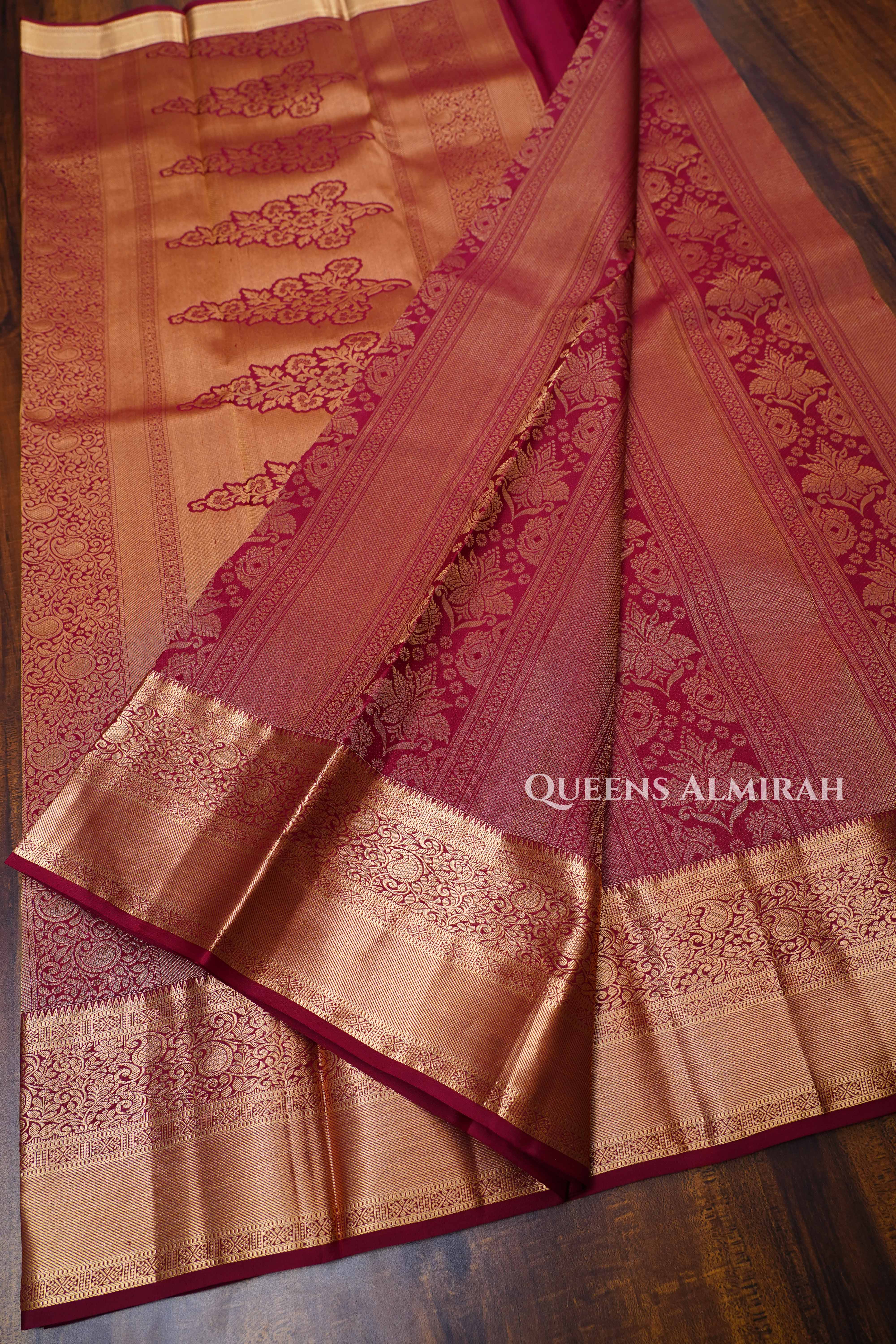 Wine Red Pure Kanchivaram Silk Saree