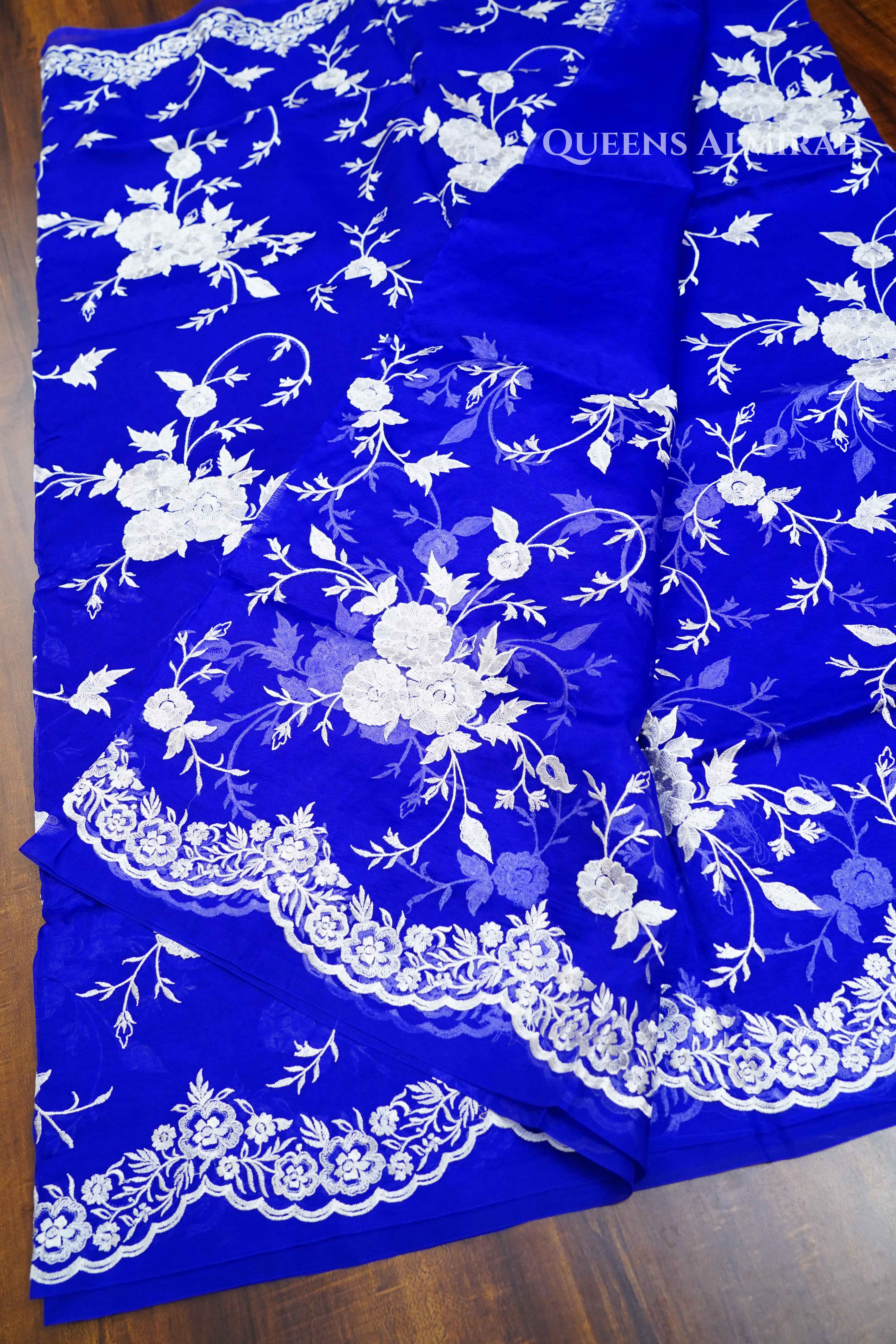 Cobalt Blue Kora Organza saree