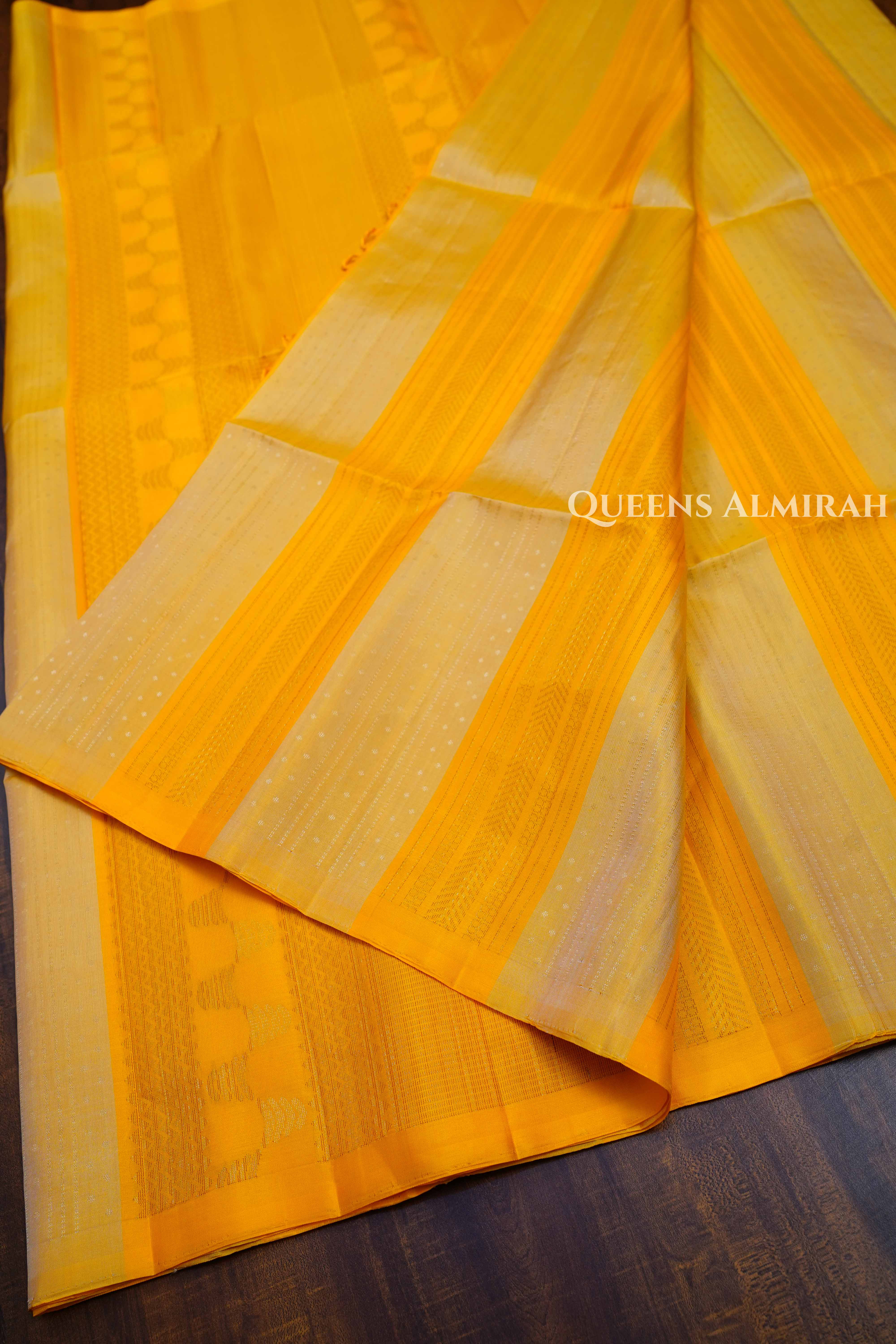 Mango Yellow Pure Soft Silk Saree