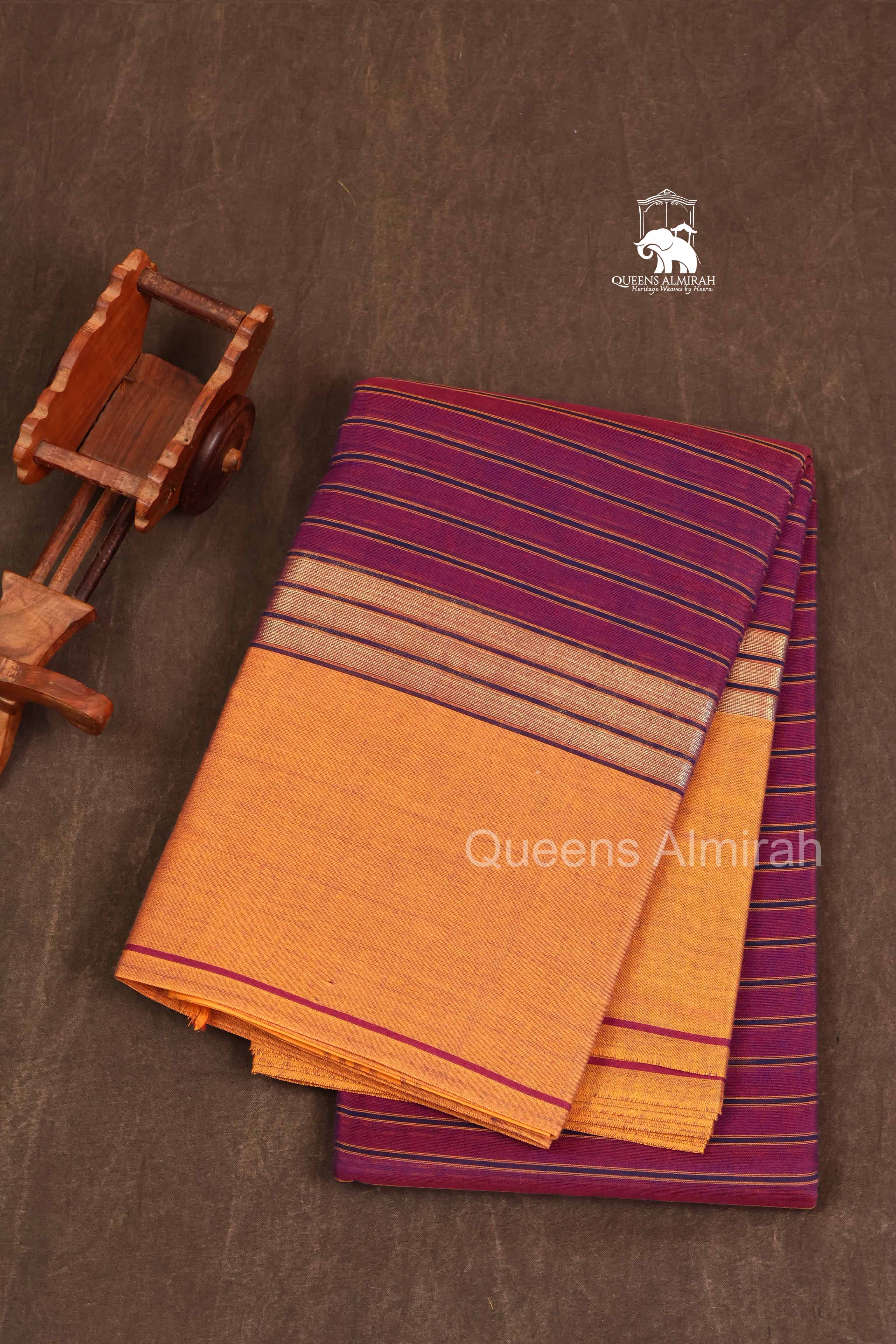 Maroon With Yellow Chettinad Cotton Saree