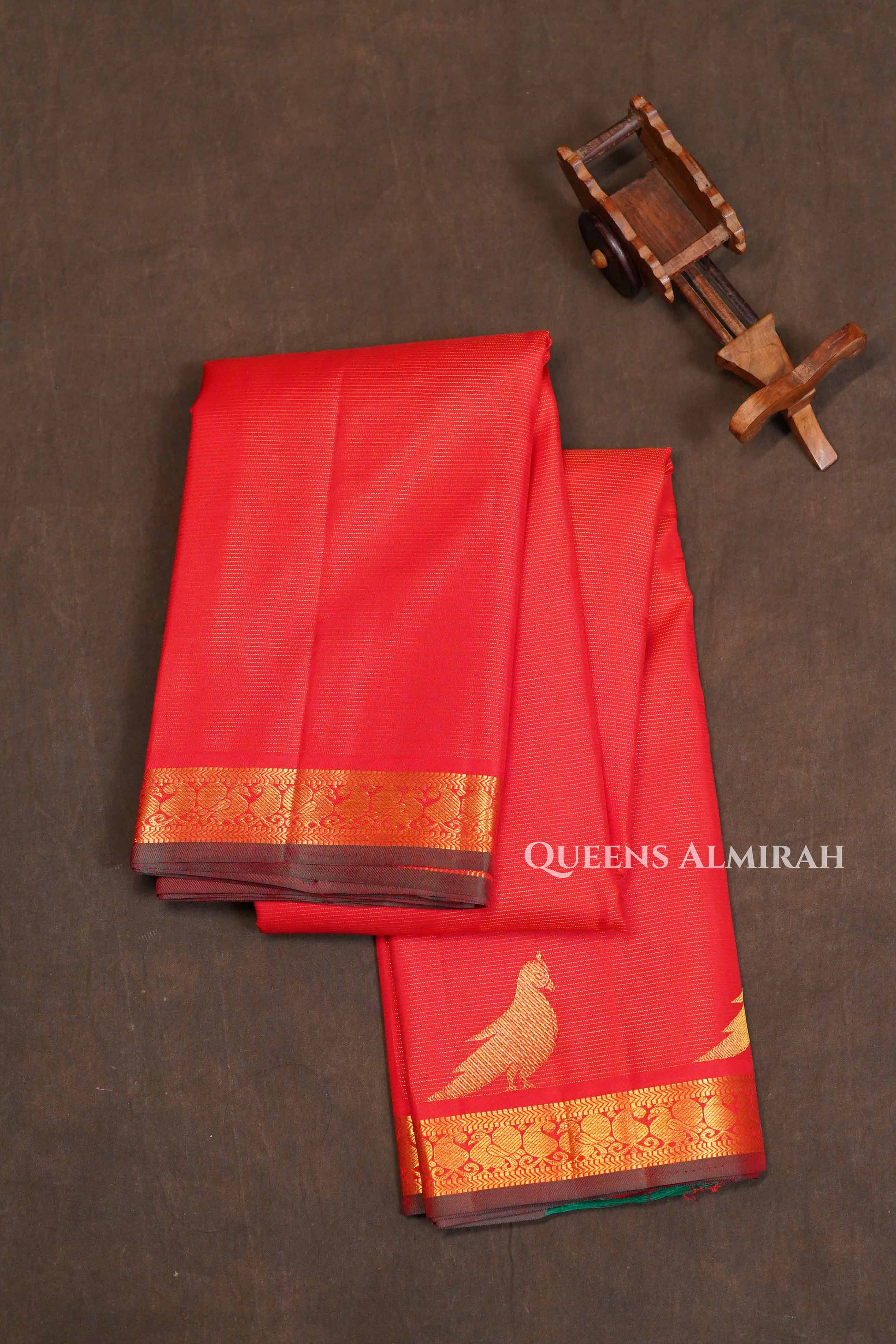 Tomato Red Pure Kanchivaram Silk Saree