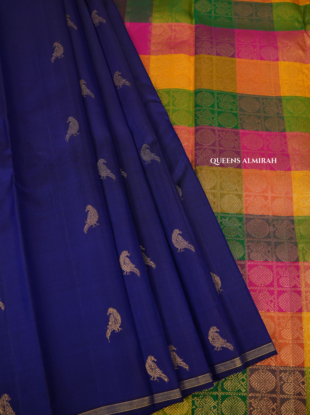 Navy Blue With Pazhum Pazhamum Pure Kanchivaram Silk Saree