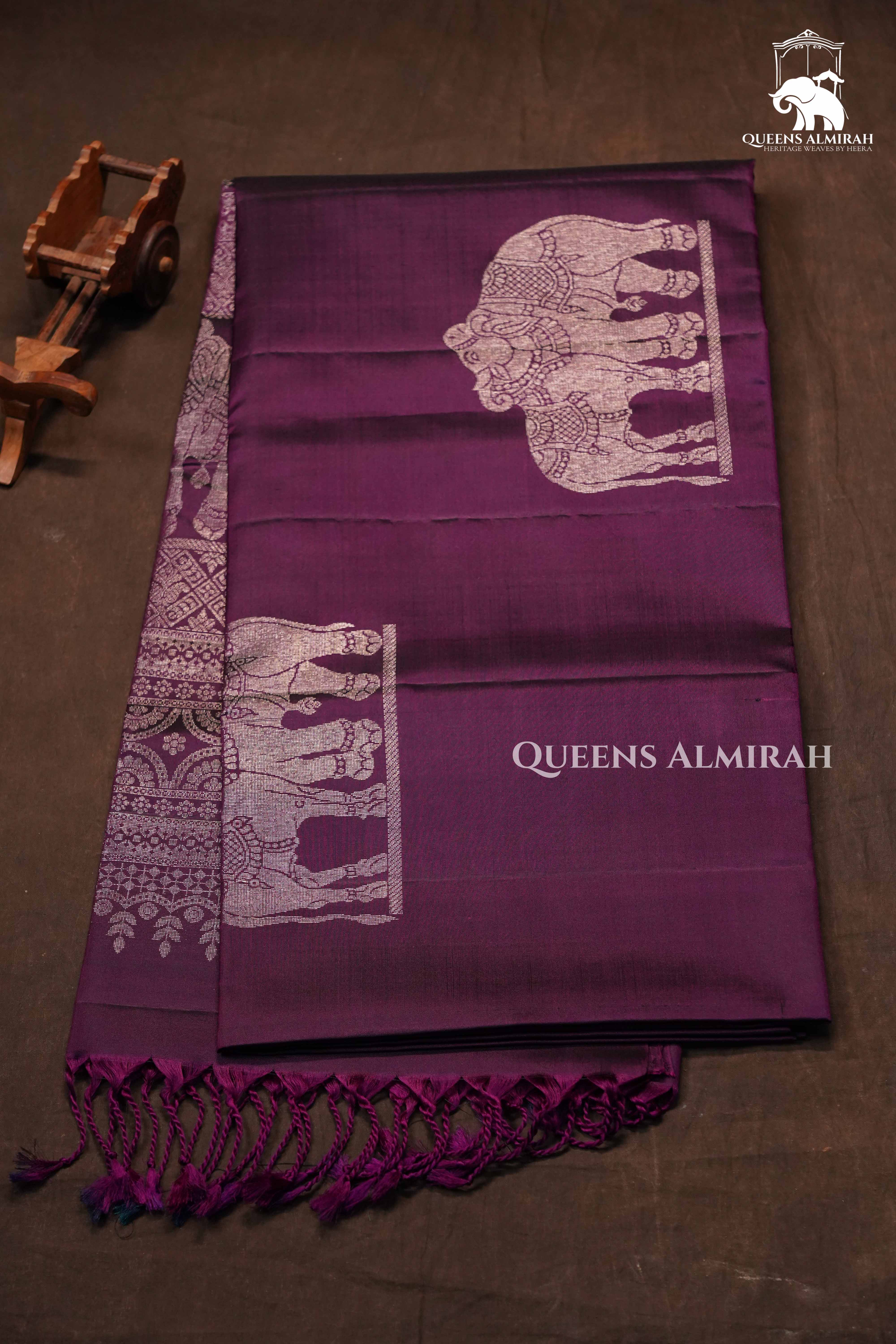 Purple Pure Soft Silk Saree