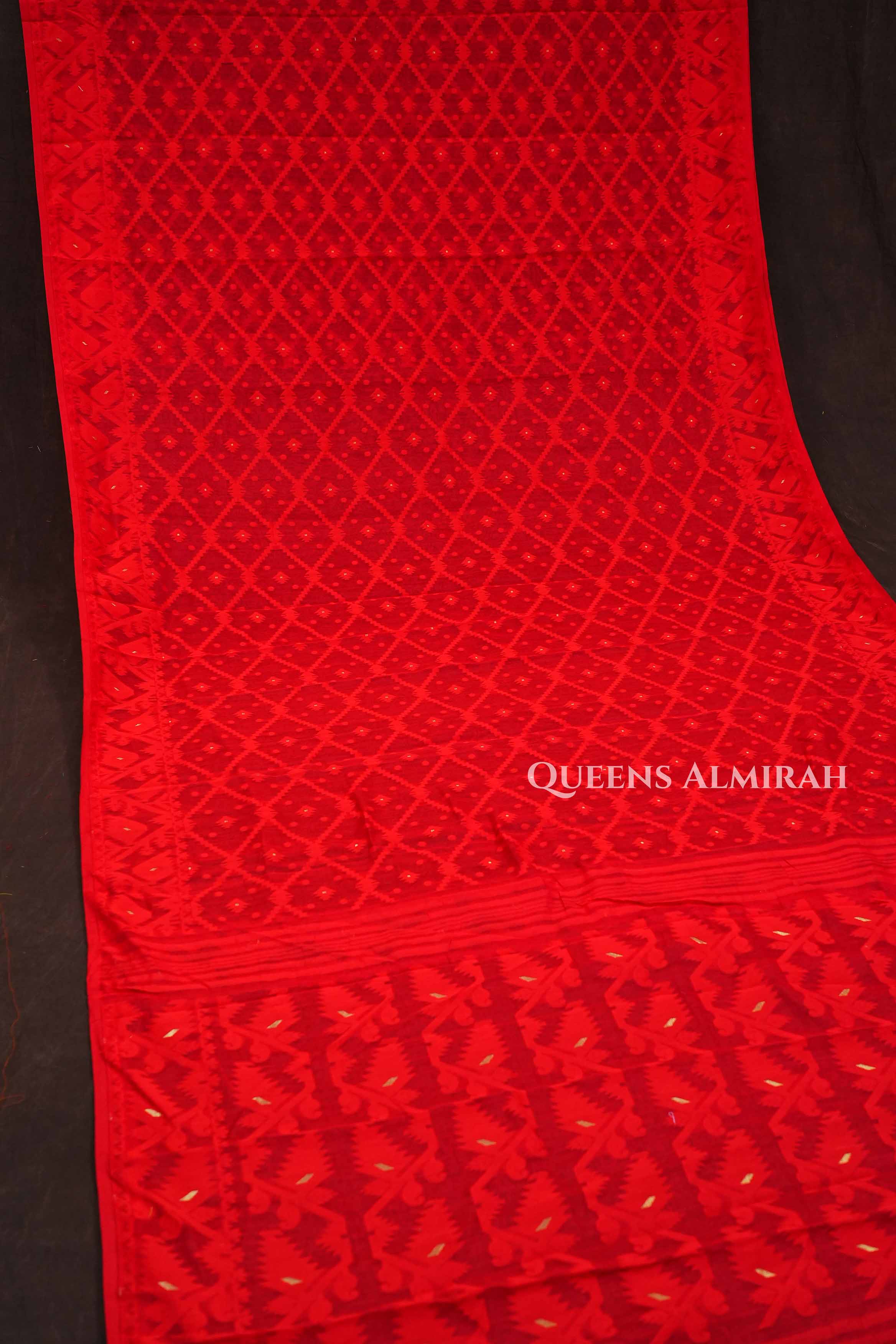 Red Jamdani Cottoon Saree