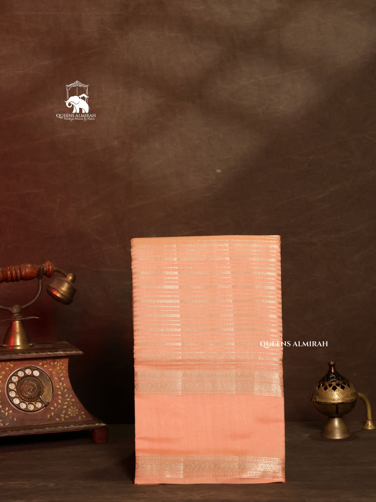 Peach Chiniya Silk Saree